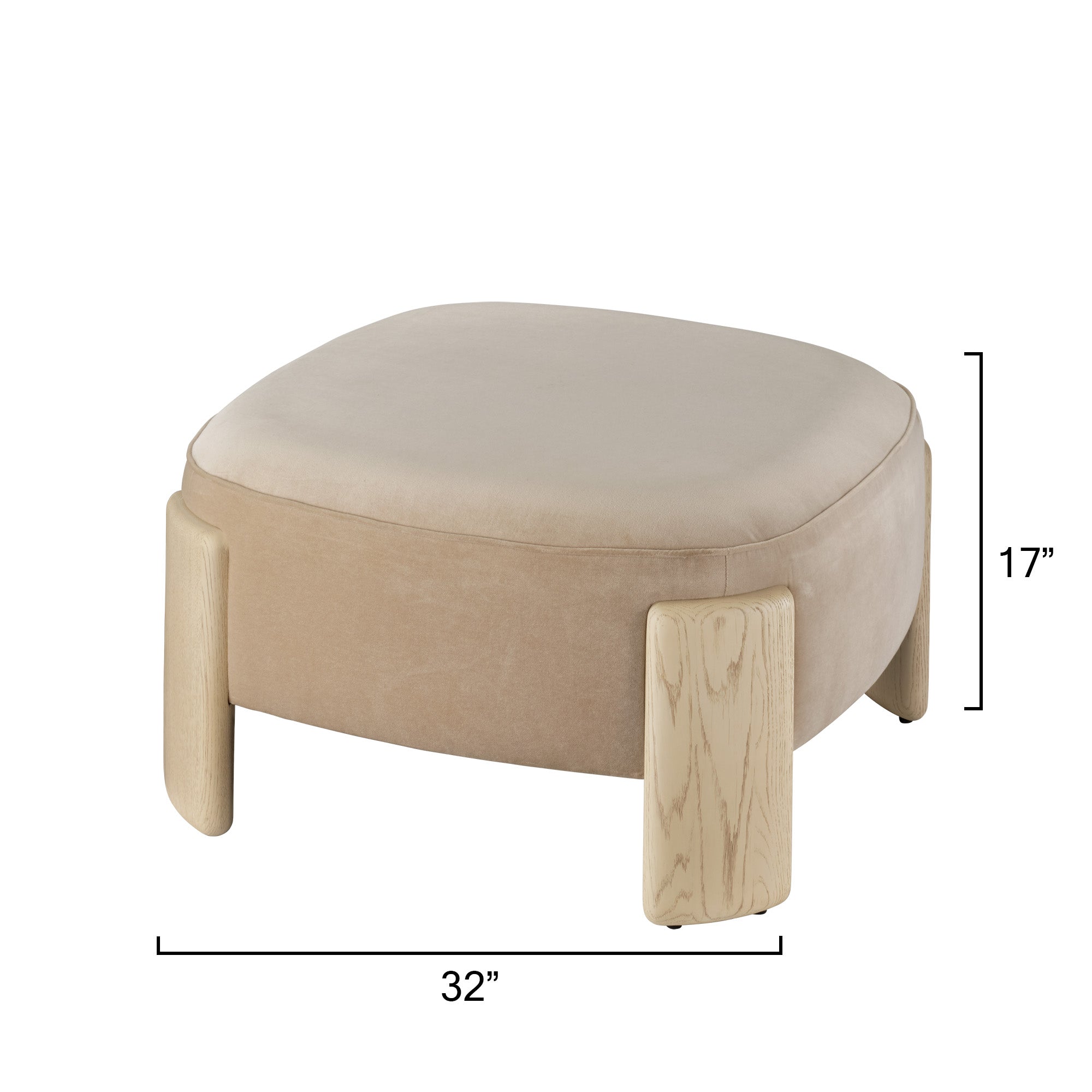 Jamie Young Tarte Earl Grey Velvet and Pale Oak Ottoman