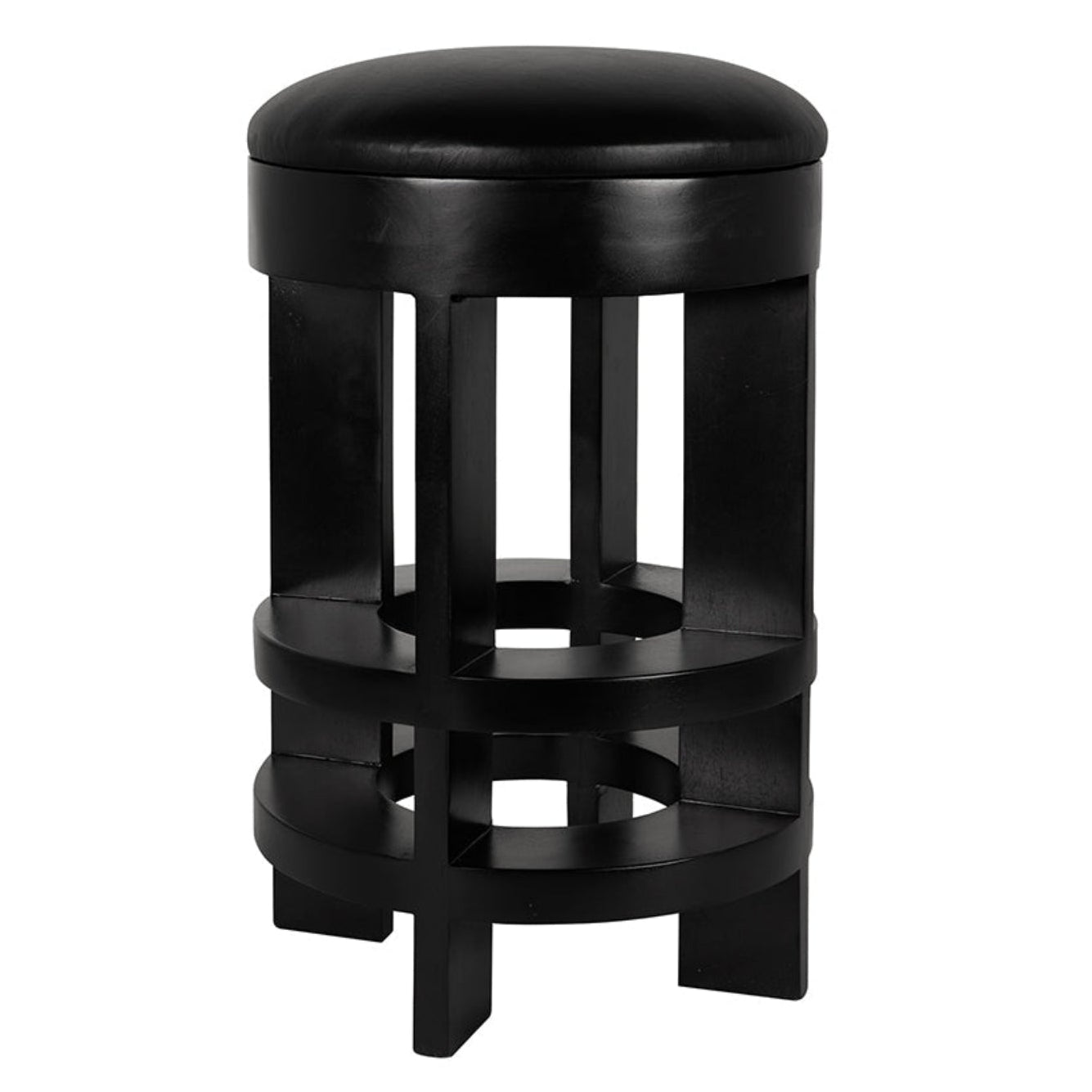 Noir Berlin Leather Swivel Counter Stool