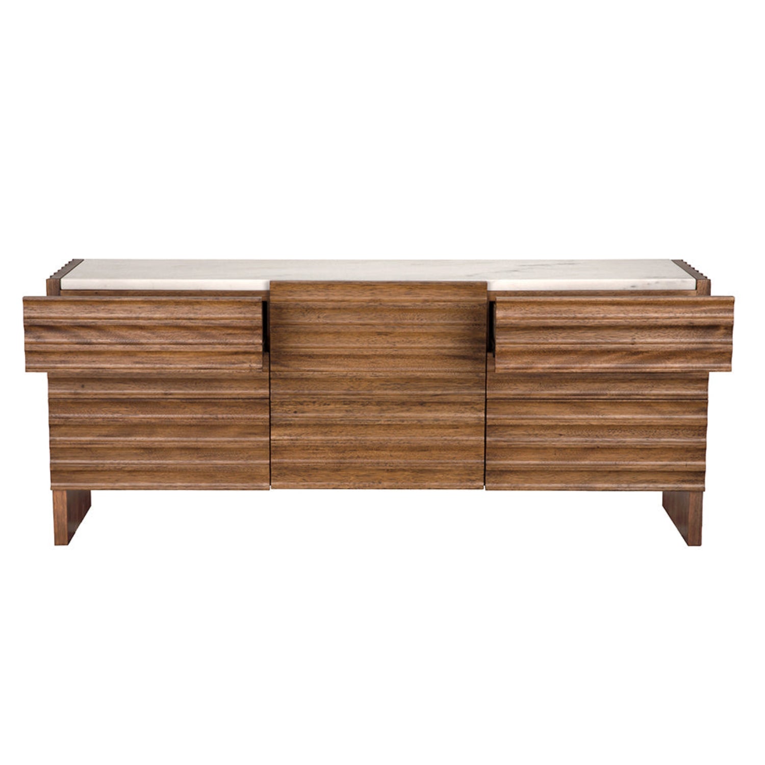 Noir Gauss Dark Walnut Sideboard with Marble Top crafted from walnut