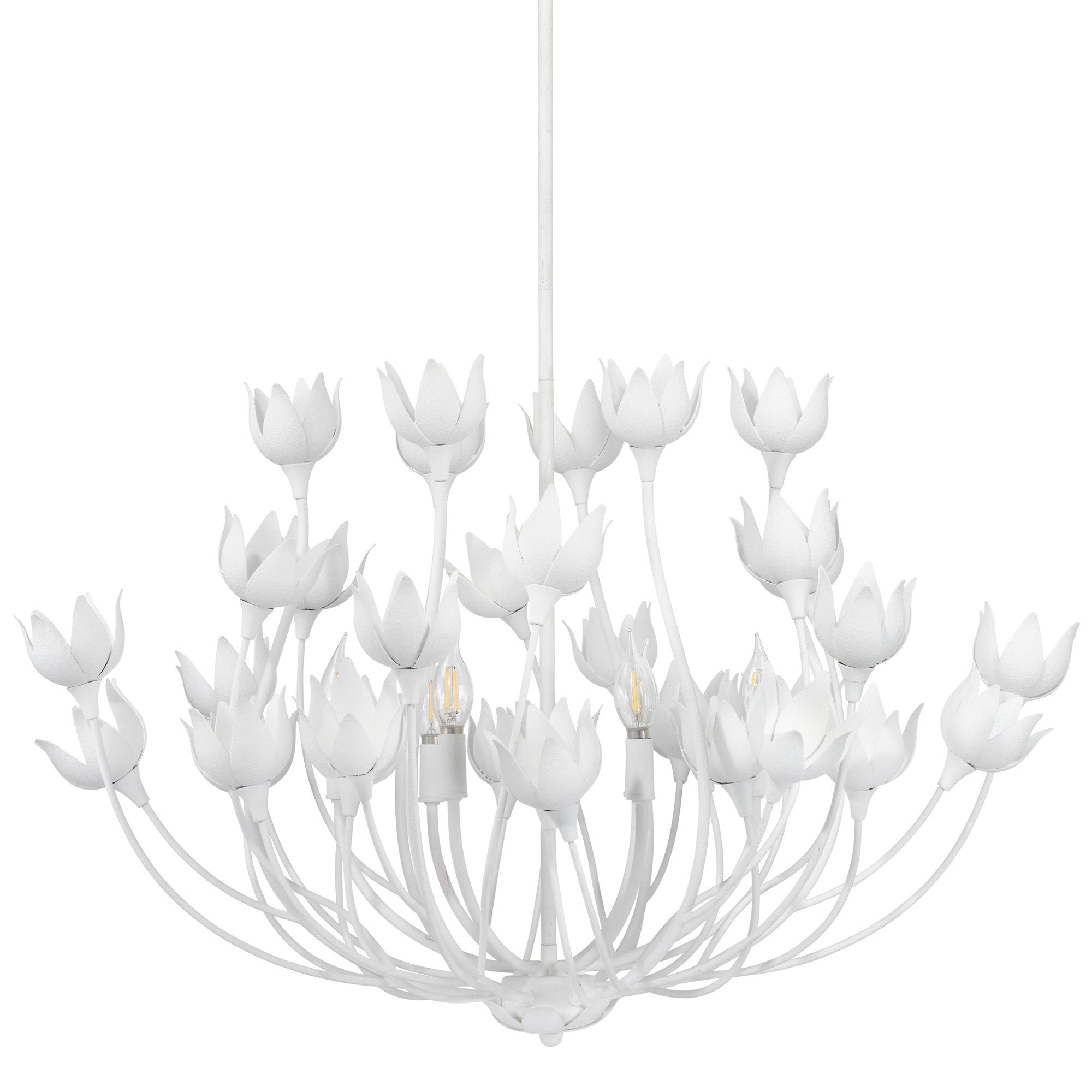 Jamie Young Dogwood Textured White Plaster 6-Light Chandelier