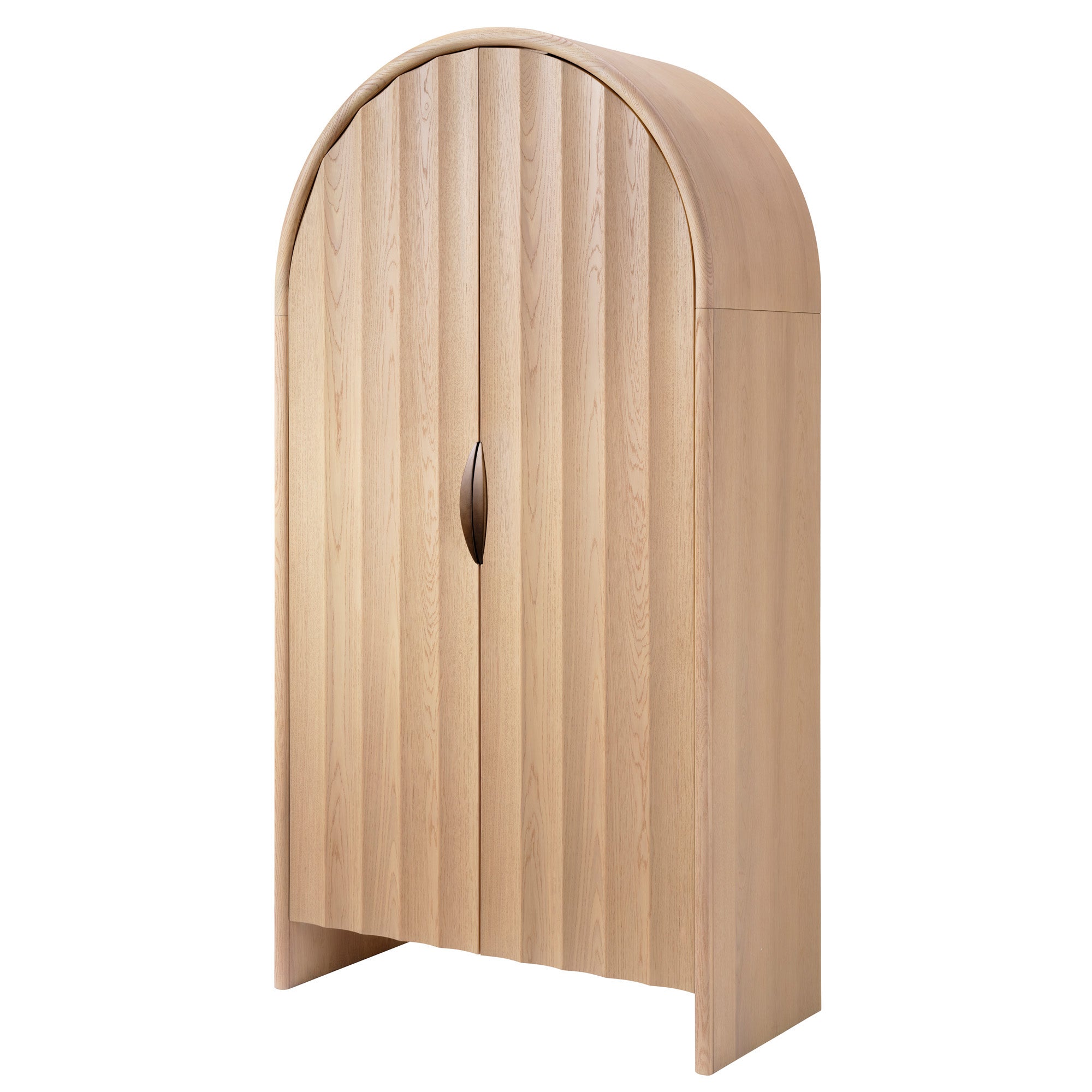 Jamie Young Finley Pale Oak Fluted Arched Cabinet
