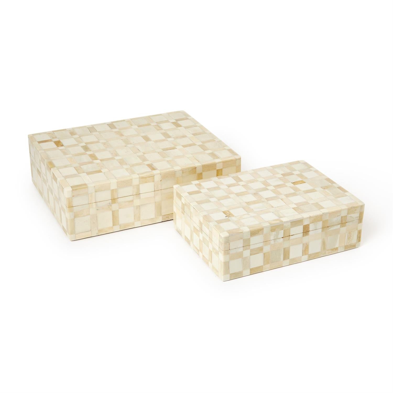 Inlaid Covered Box Set of 2