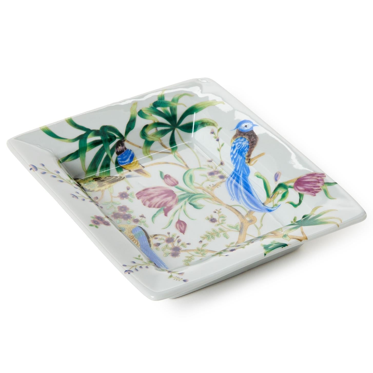 7 1/2" Bird & Blossom Chinoiserie Decorative Tray
