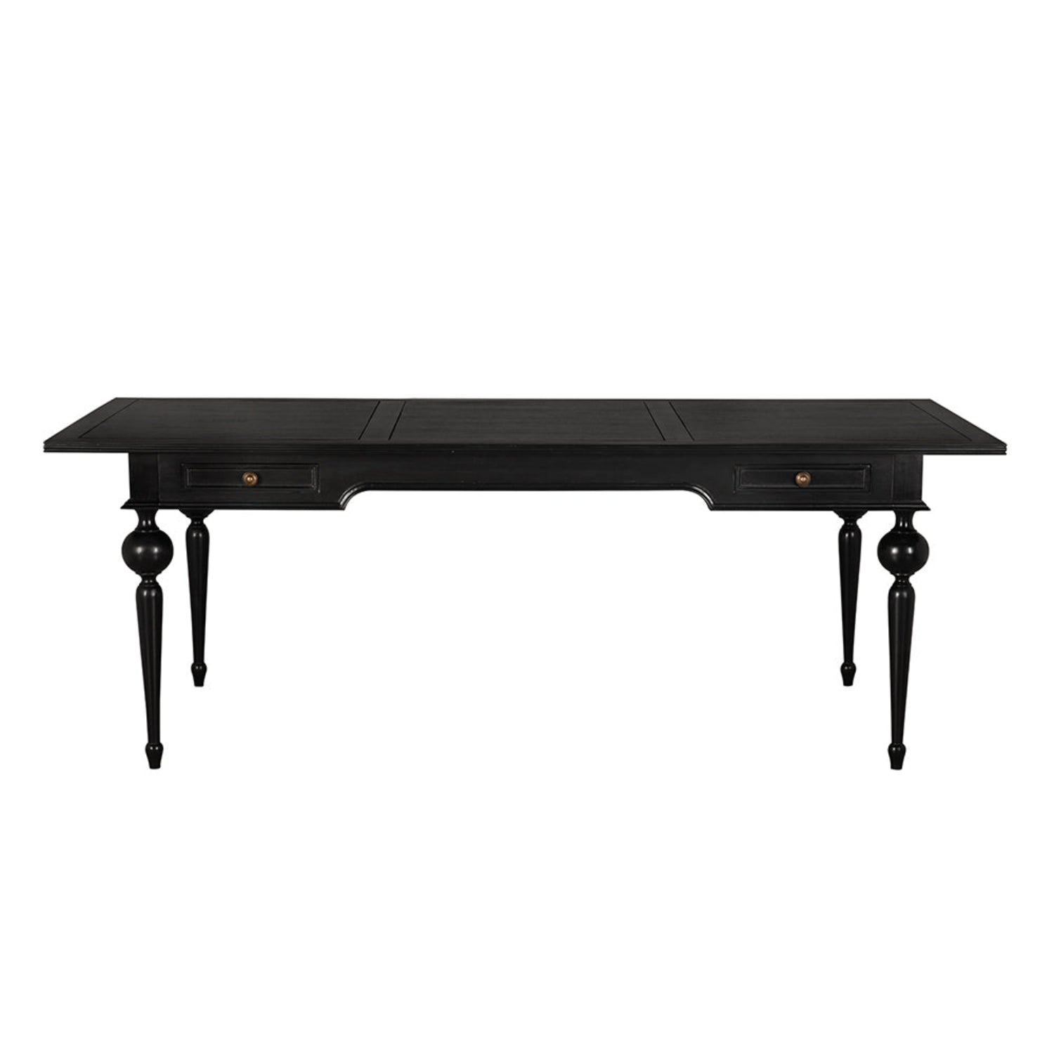 Kingsley Partner Desk in hand rubbed black mahogany, veneer, and brass hardware