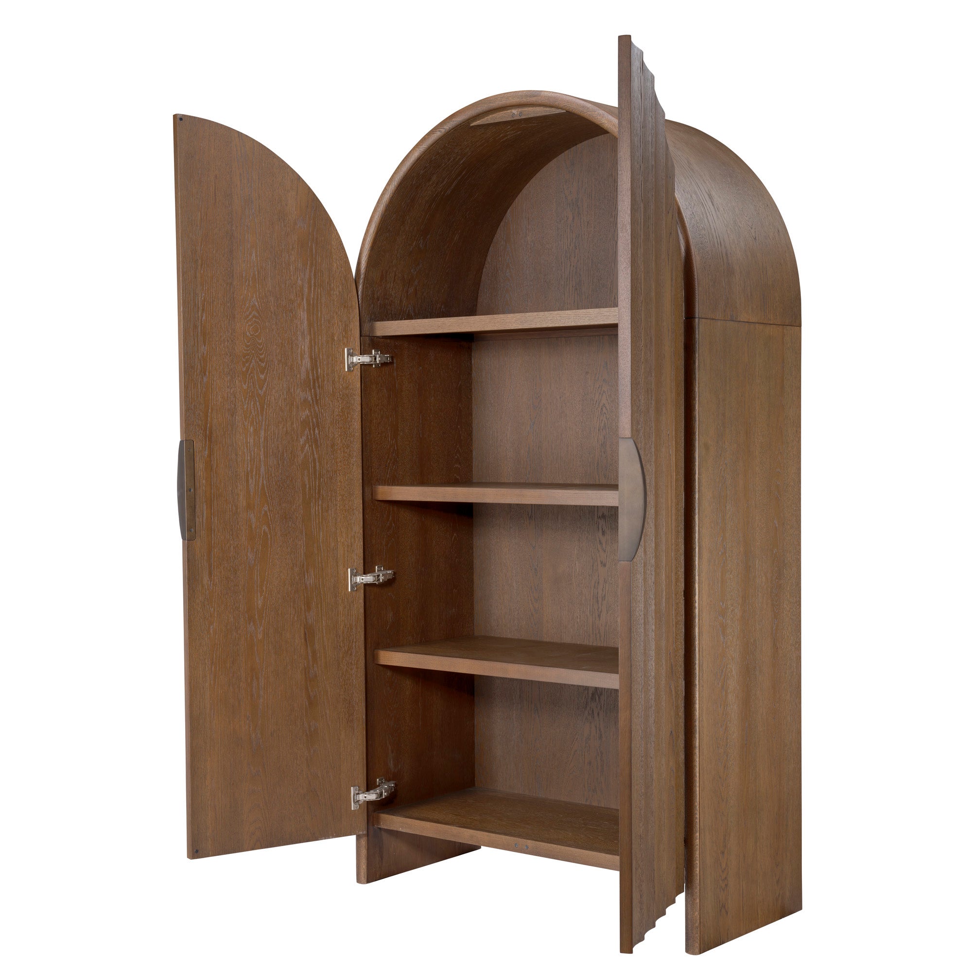 Jamie Young Finley Brown Sugar Oak Fluted Arched Cabinet