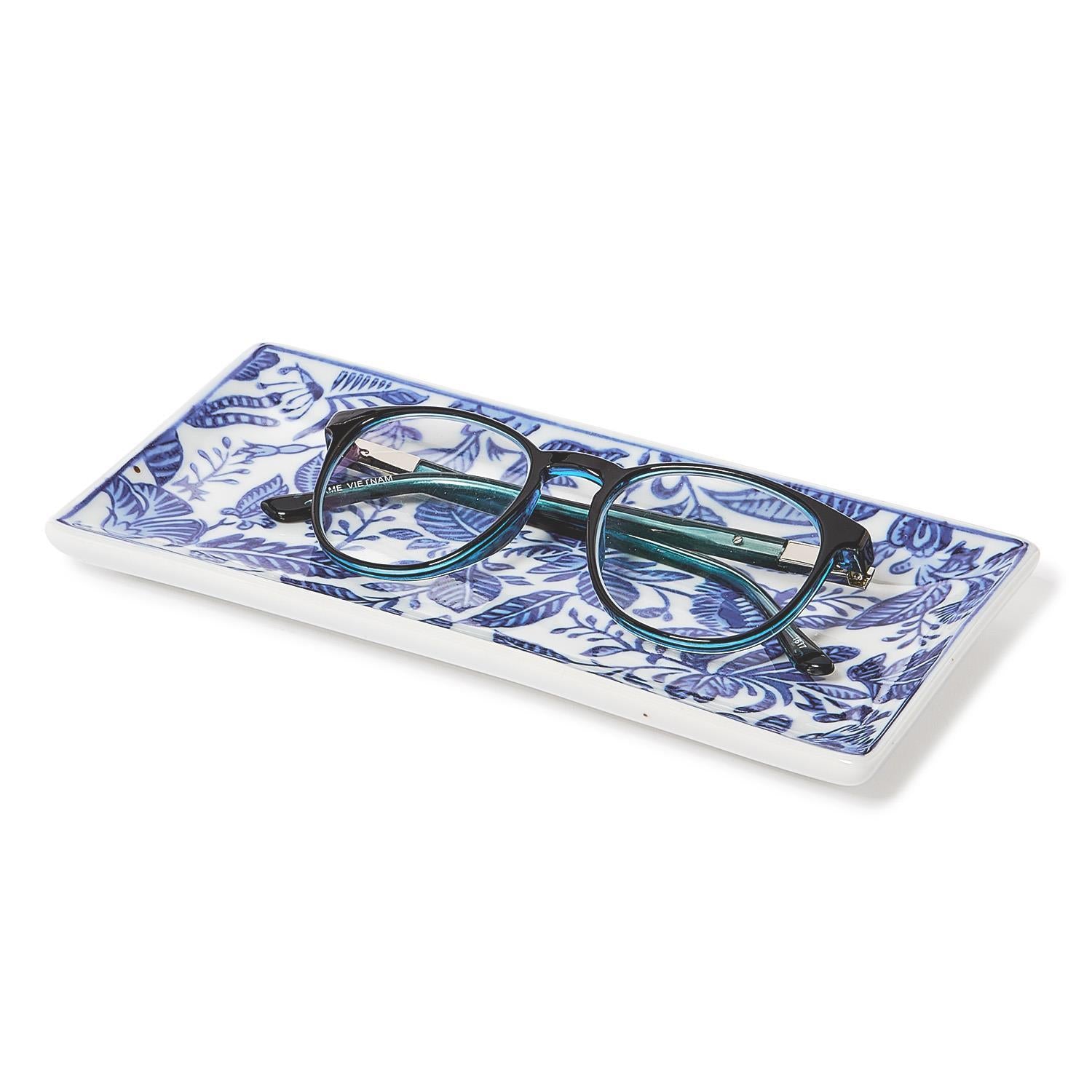 Chinoiserie Hand-Painted Trinket / Desk Tray Set of 2