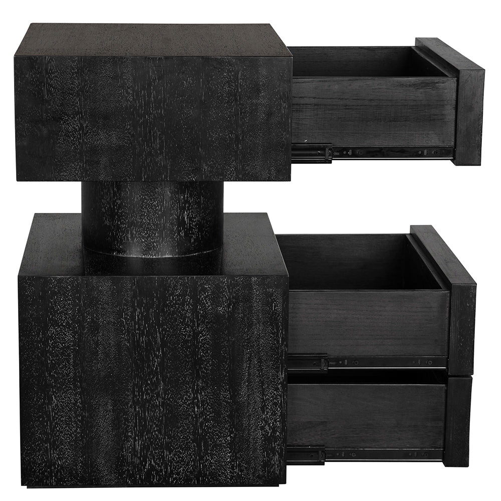 Noir Kingston Side Table, sculptural walnut storage