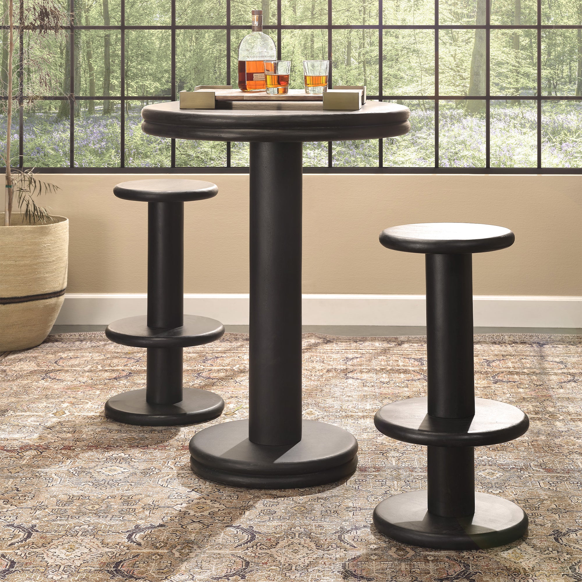 Jamie Young Rye Black Mango Wood Barstool