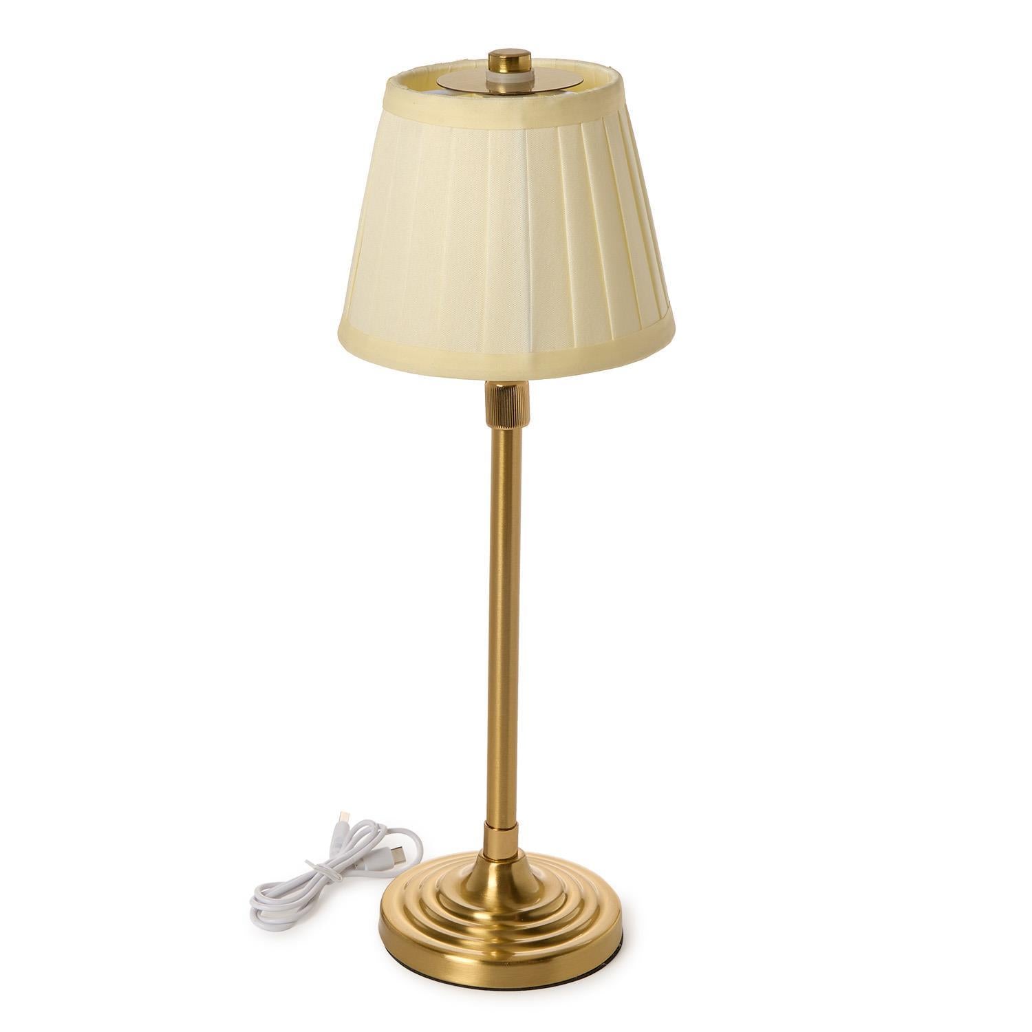 LED Portable Cordless Adjustable Table Lamp with Pleated Fabric Lamp Shade in Gift Box