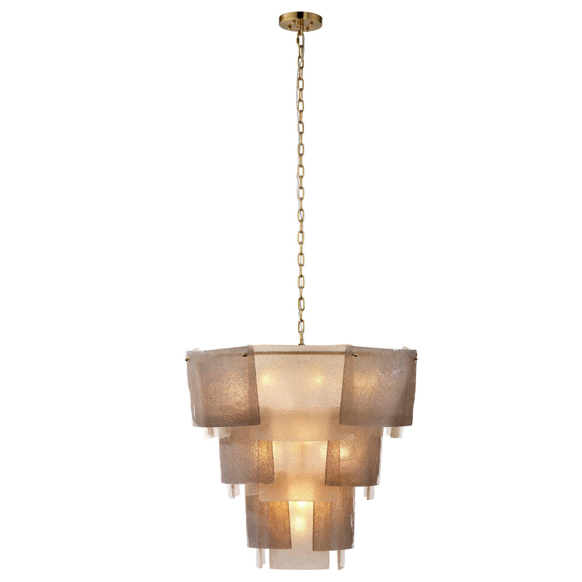 Jamie Young Aurora Clear and Smoke Seeded Glass 18-Light Large Chandelier