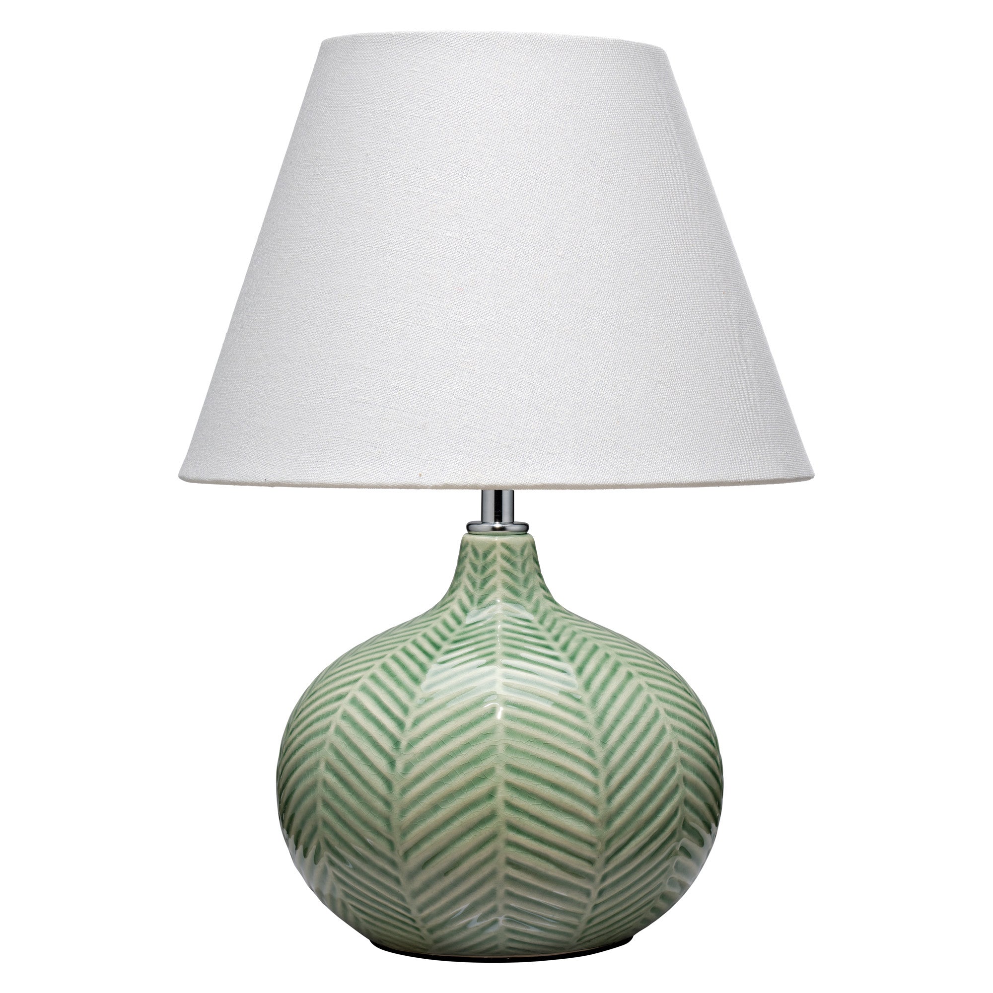Lifestyle by Jamie Young Fern Ceramic Leaf Green Table Lamp with Linen Shade