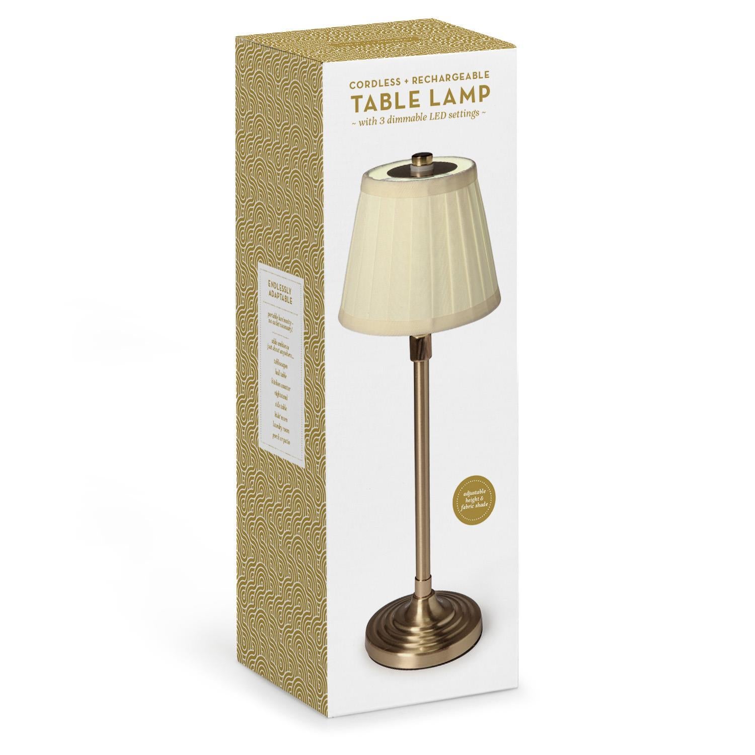 LED Portable Cordless Adjustable Table Lamp with Pleated Fabric Lamp Shade in Gift Box