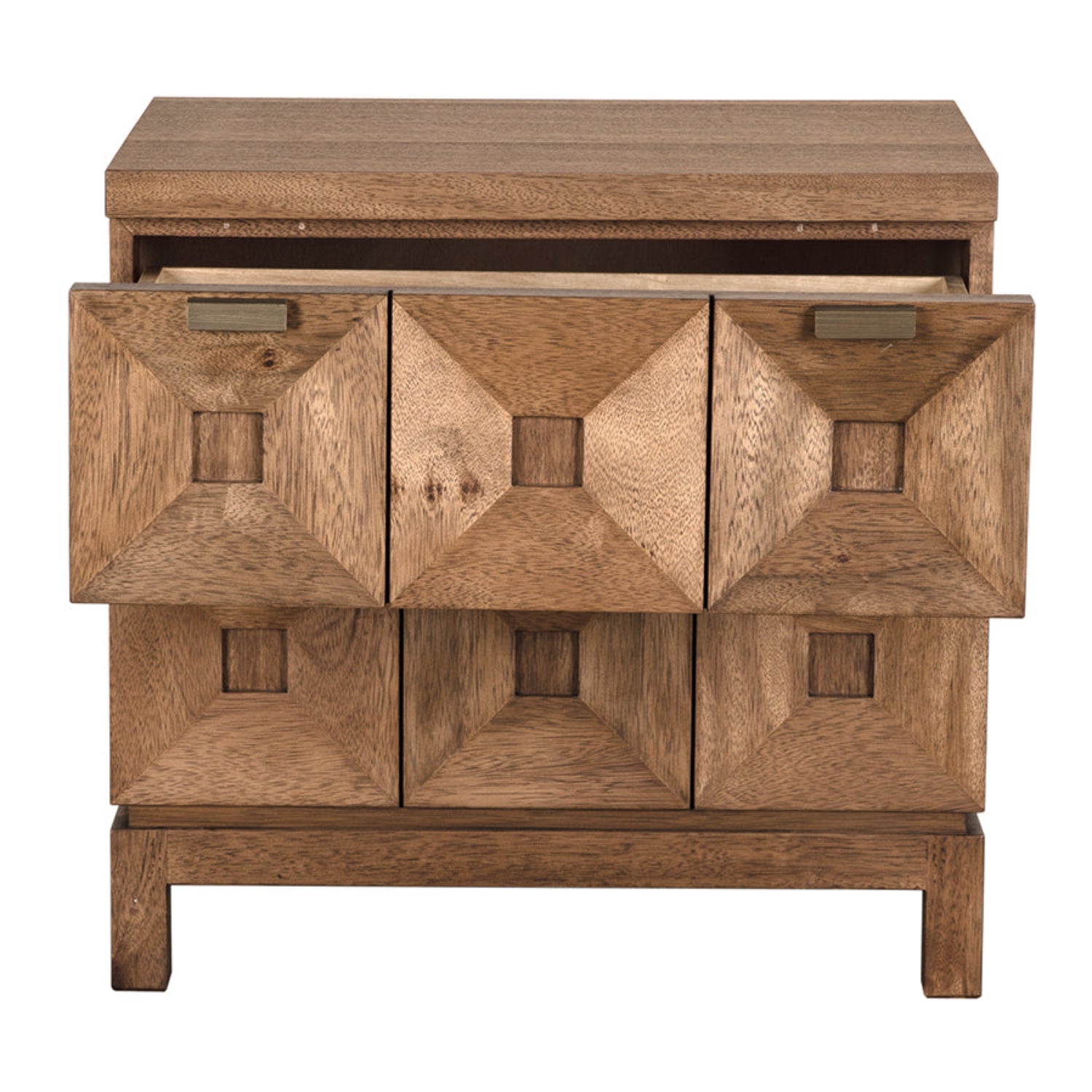 Noir Musashi Dark Walnut Small 2 Drawer shown in Dark Walnut with Brass Hardware