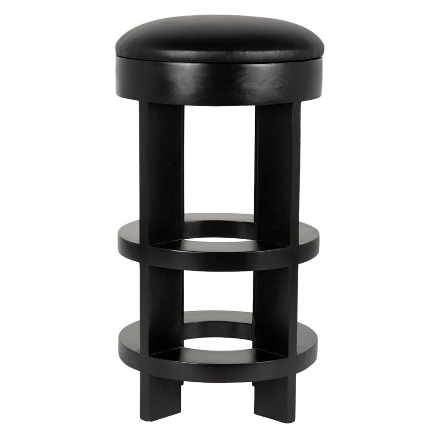 Berlin Leather Swivel Bar Stool in hand rubbed black mahogany