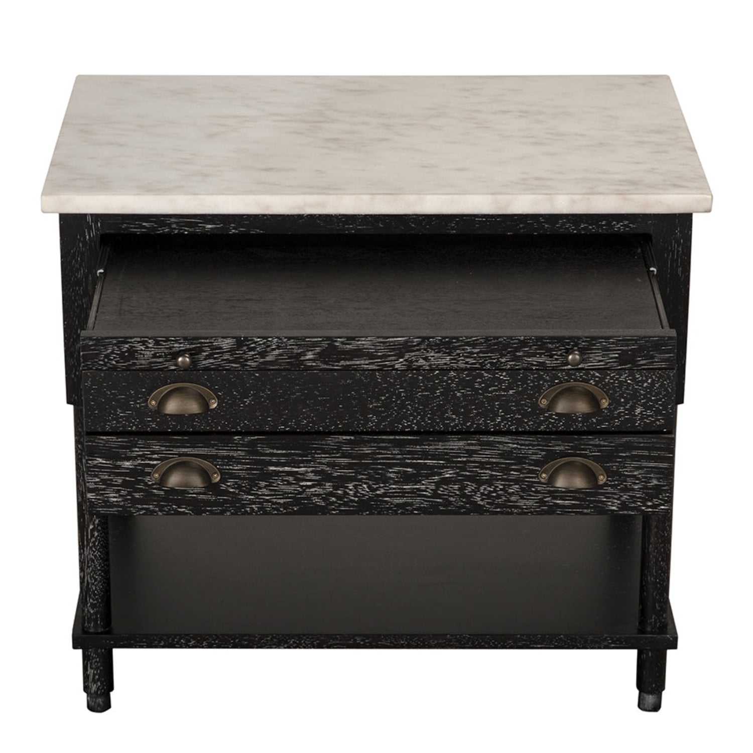 Noir Artemio Side Table with Marble Top measuring 32 in. wide