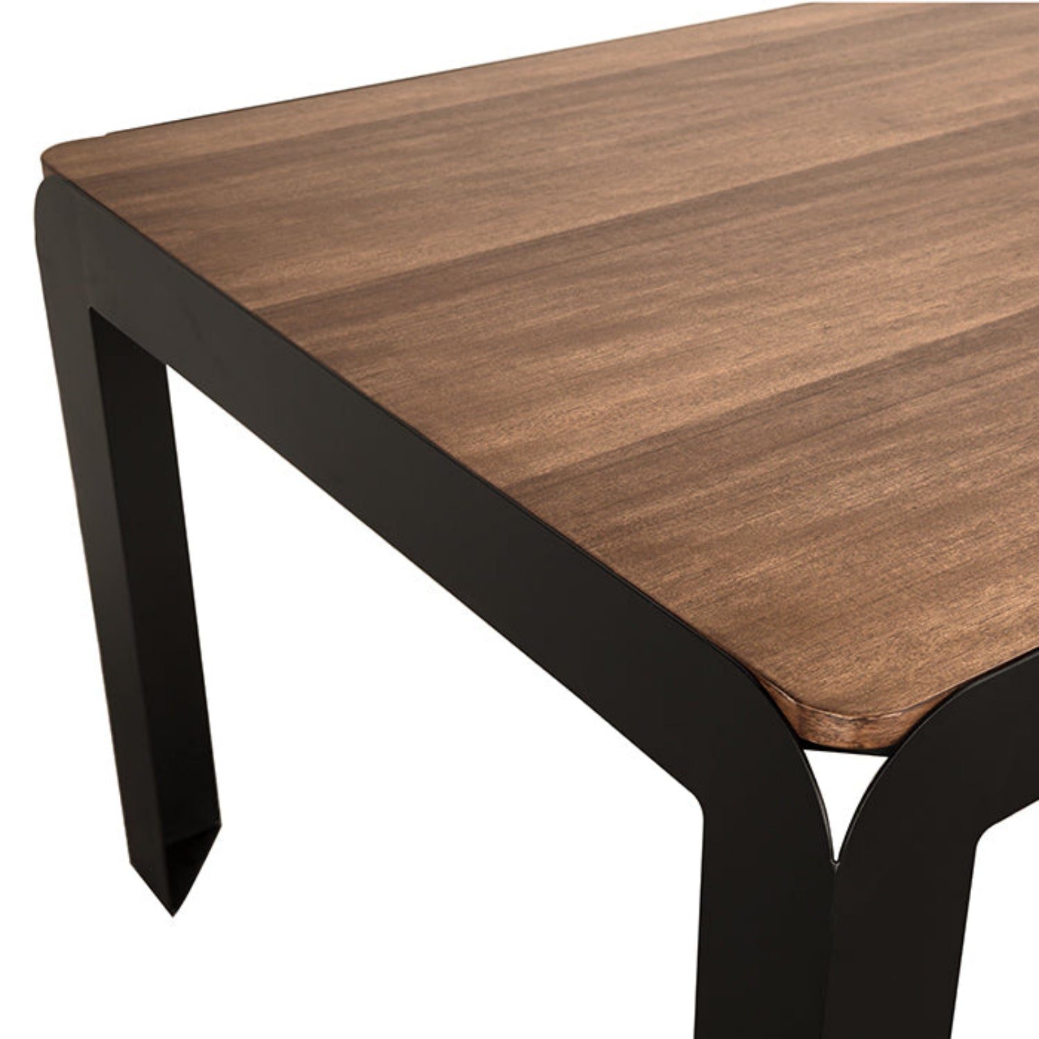 Noir Alexei Dining Table shown in Dark Walnut and Matte Black