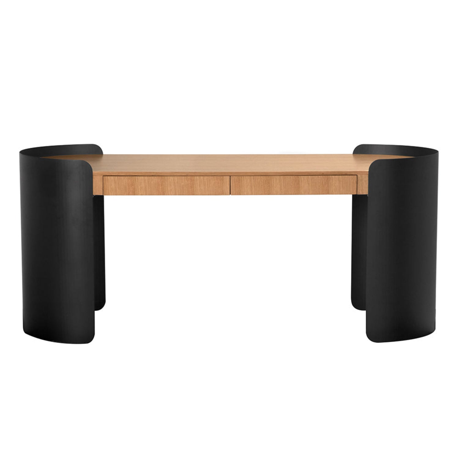 Tessio Desk in matte black and natural oak iron and white oak