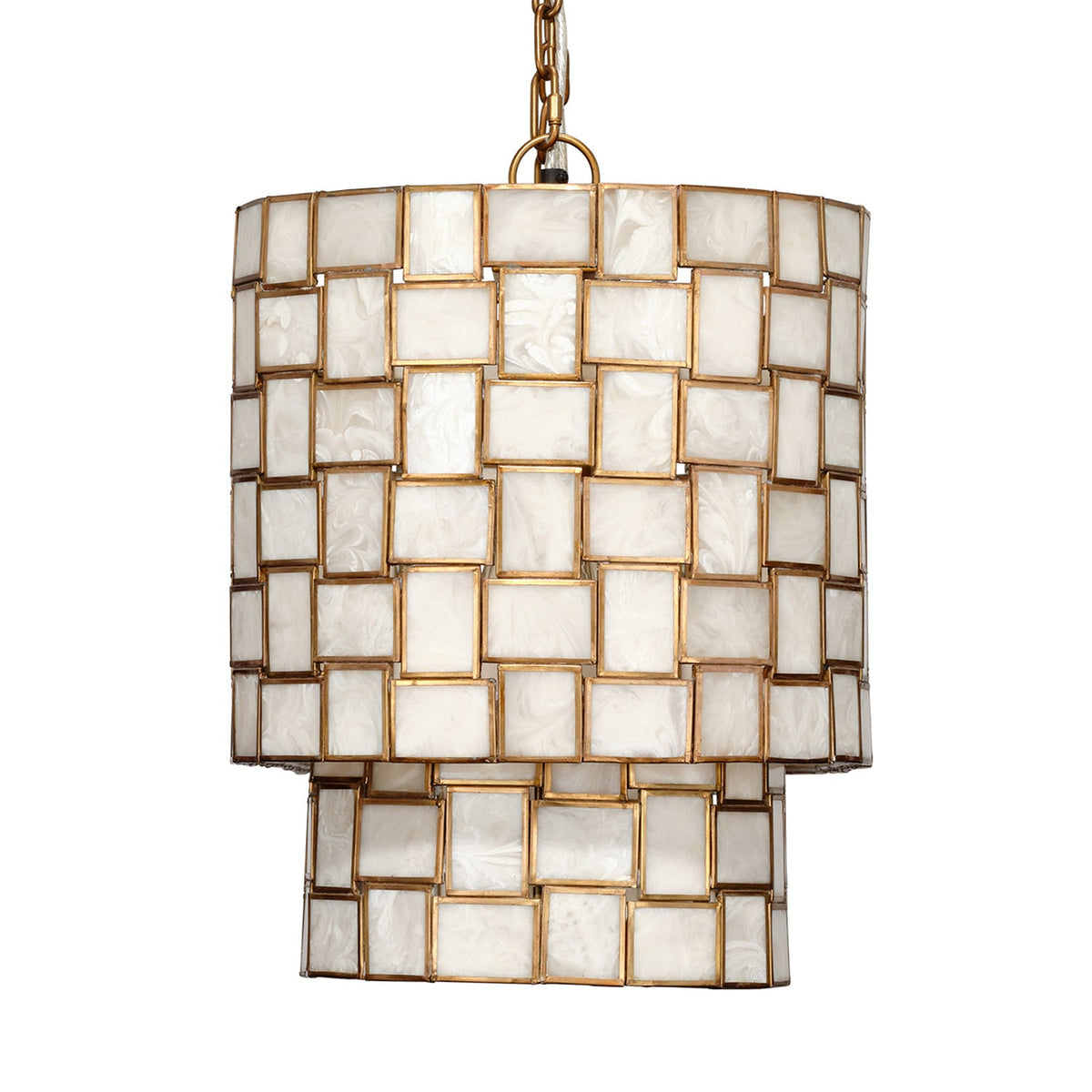 Jamie Young Premiere Faux Alabaster 7-Light Chandelier alternate angle in Cream Resin