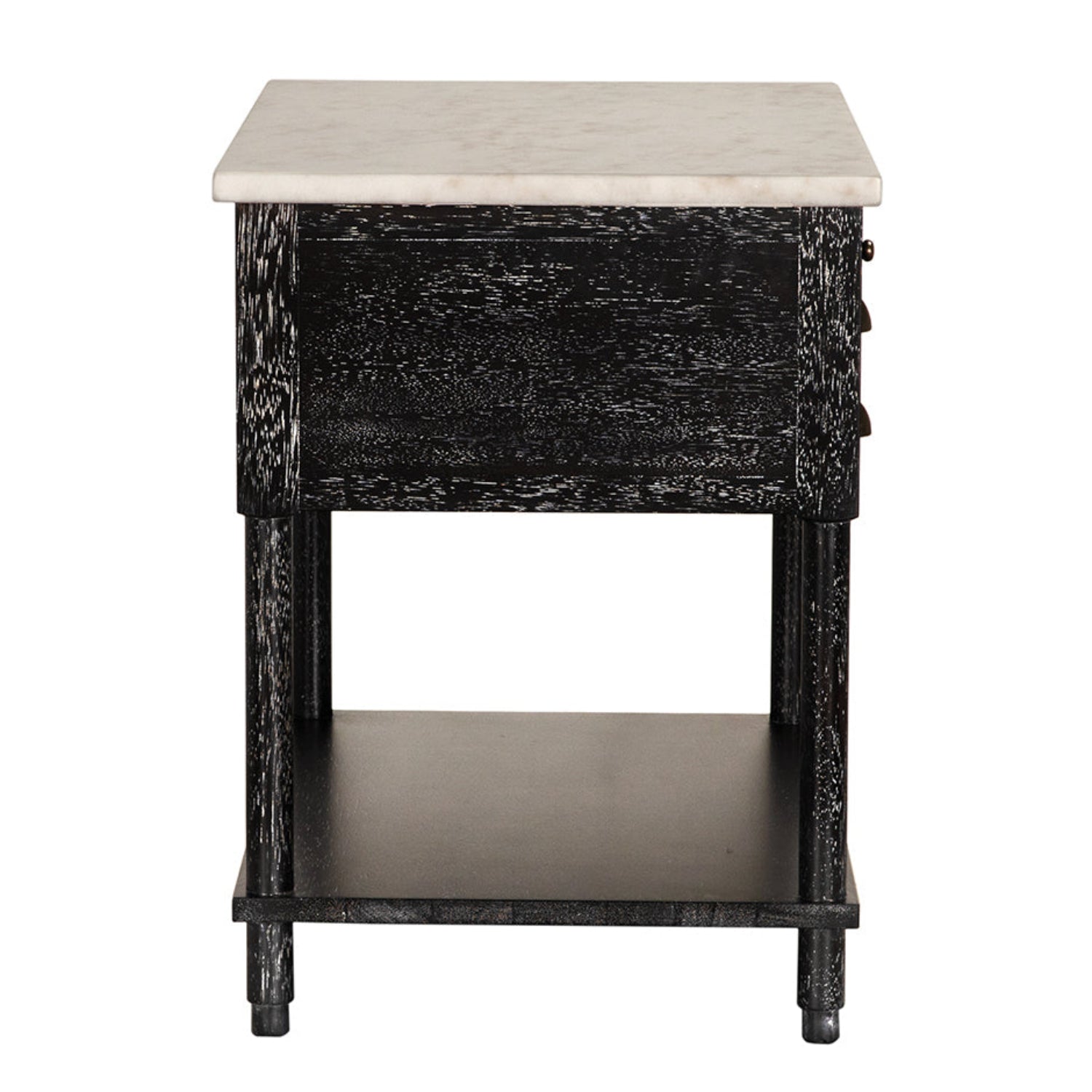 Noir Artemio Side Table with Marble Top crafted from walnut and marble