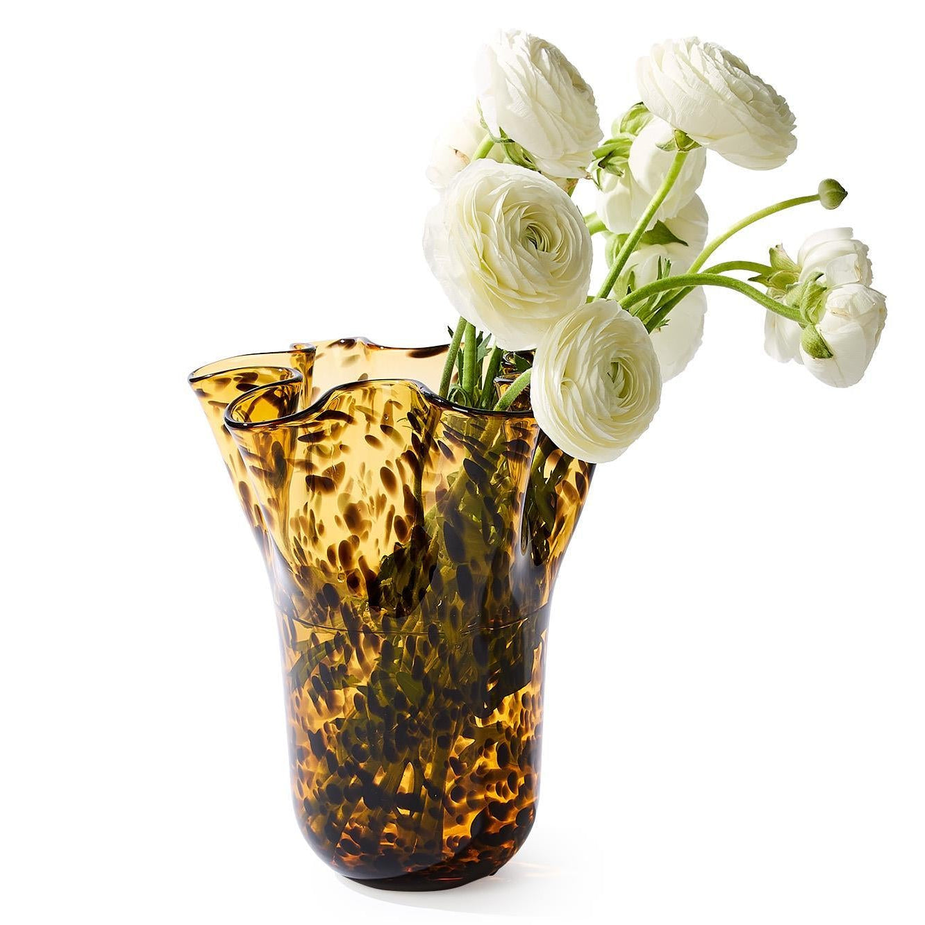 Tortoise Print Flare Hand-Blown Vase