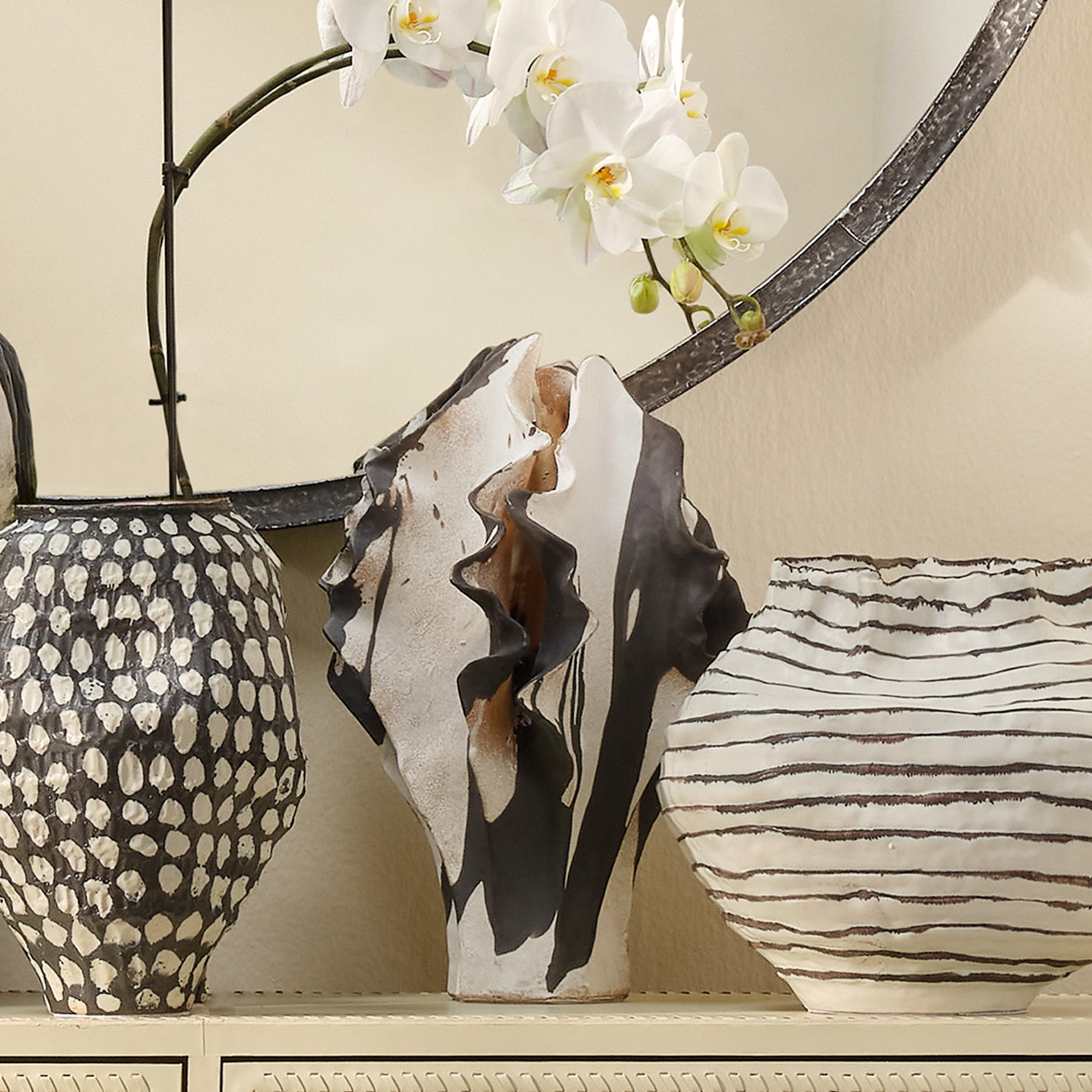 Jamie Young Agatha Black and White Ceramic Vase