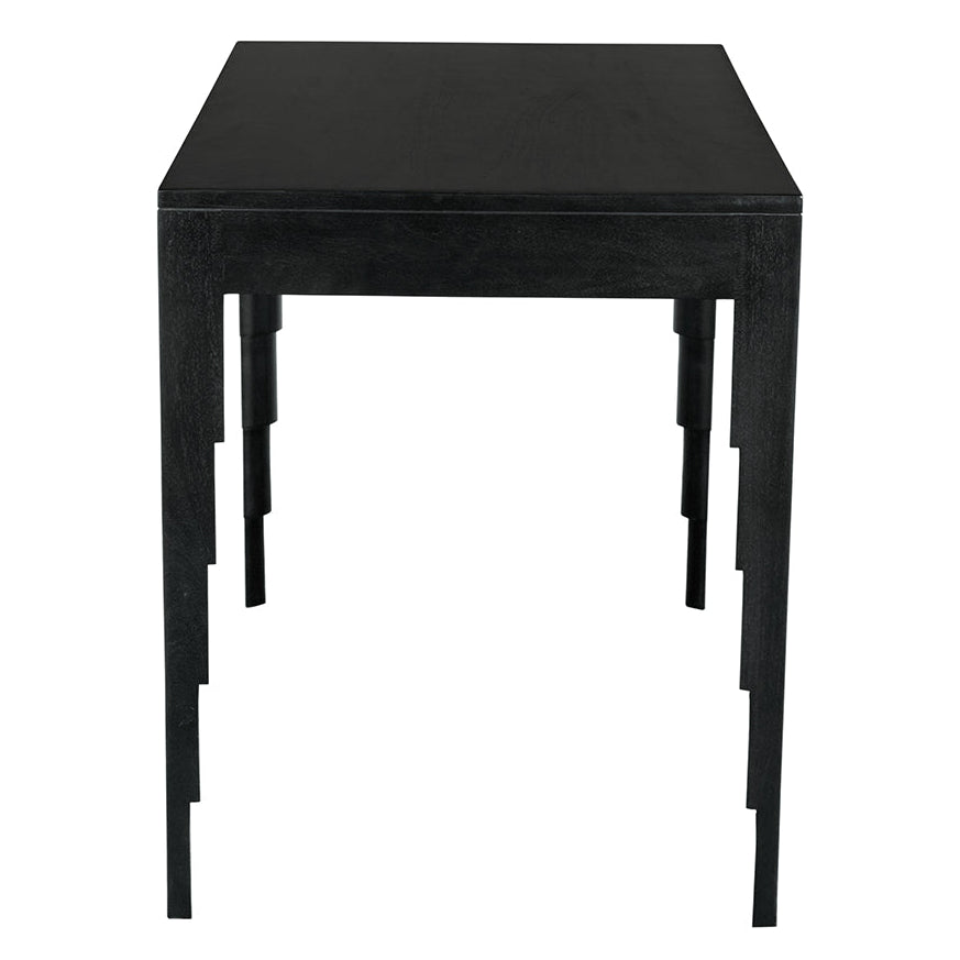 Noir Othello Desk, two drawers with brass knobs