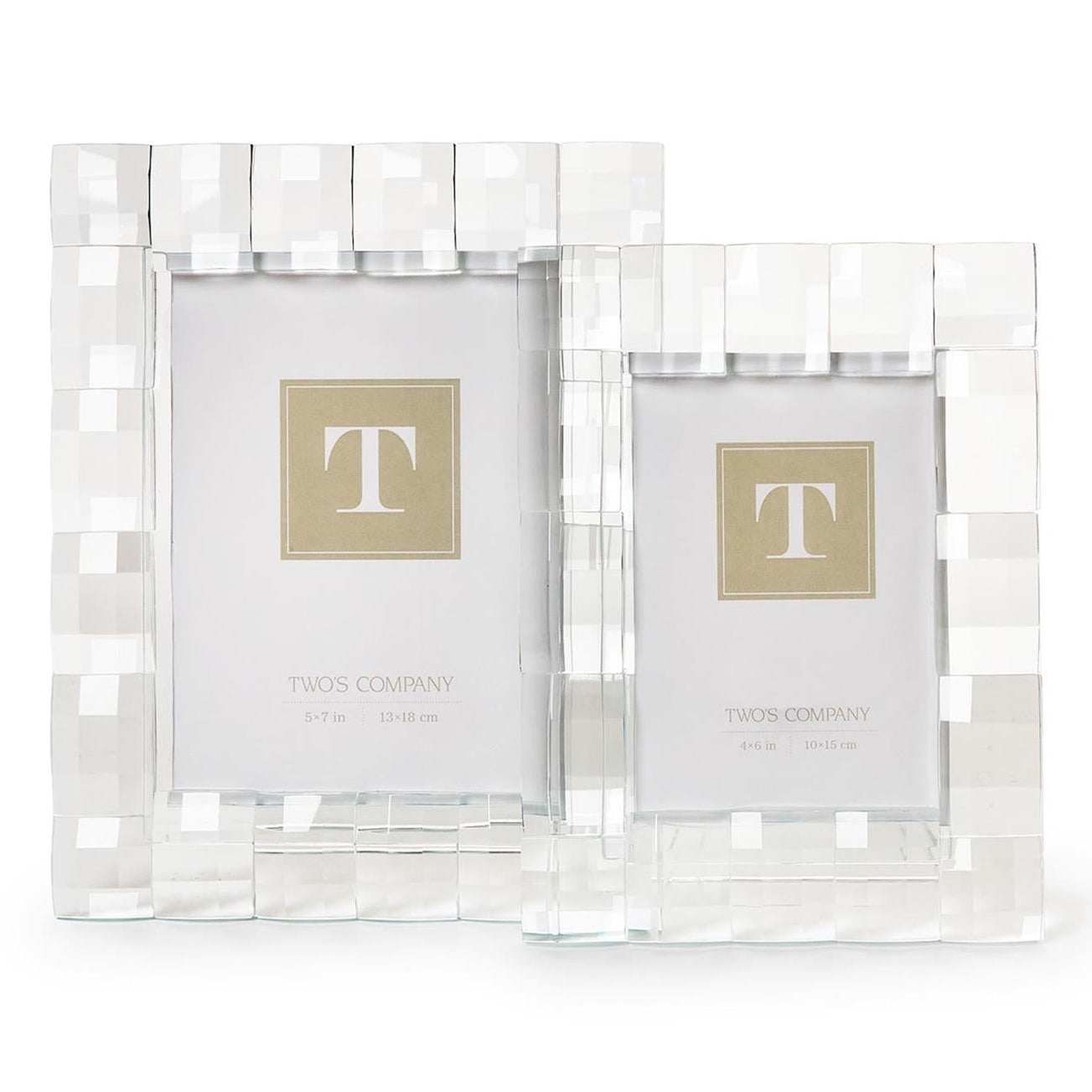 Faceted Crystal Glass Photo Frame Set of 2