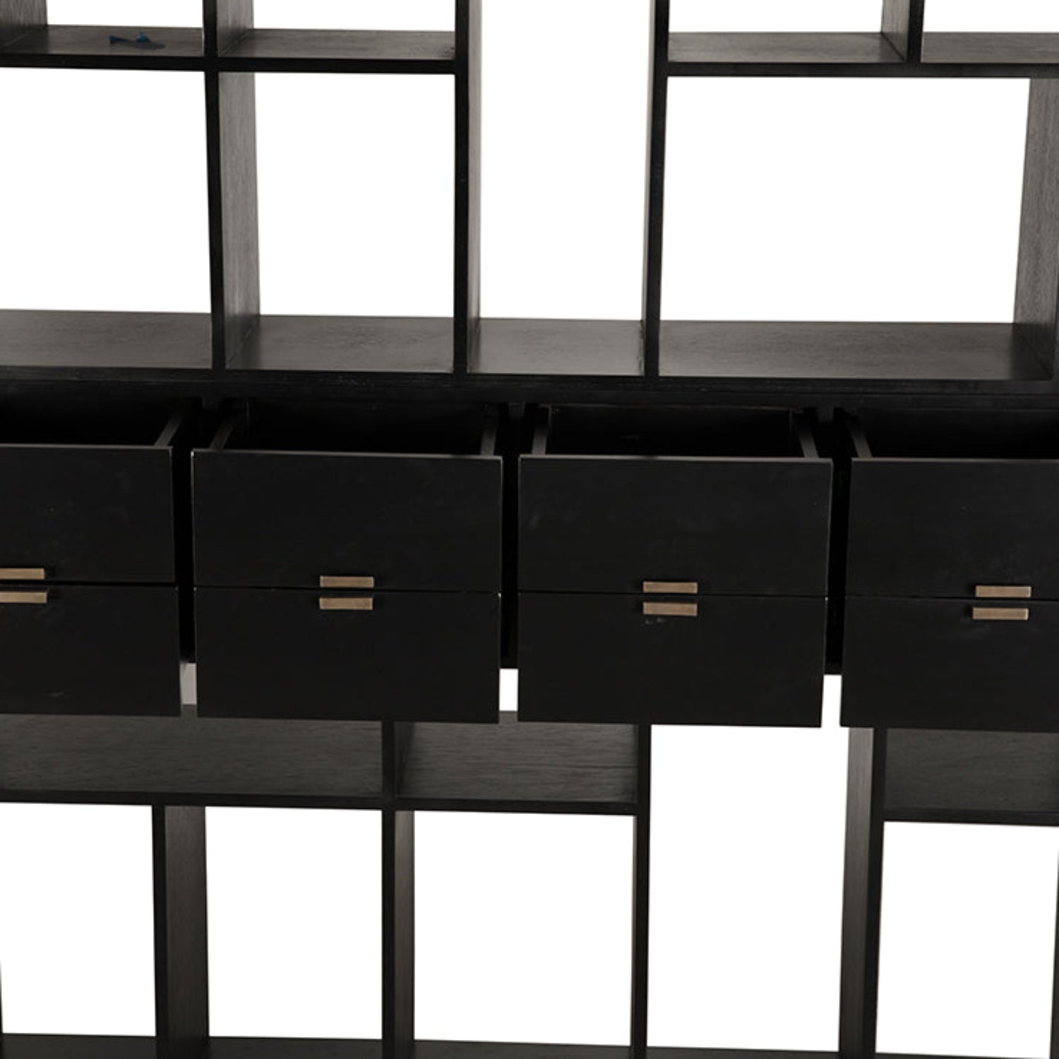 Noir Grobius Hand Rubbed Black Bookcase measuring 61 in. wide
