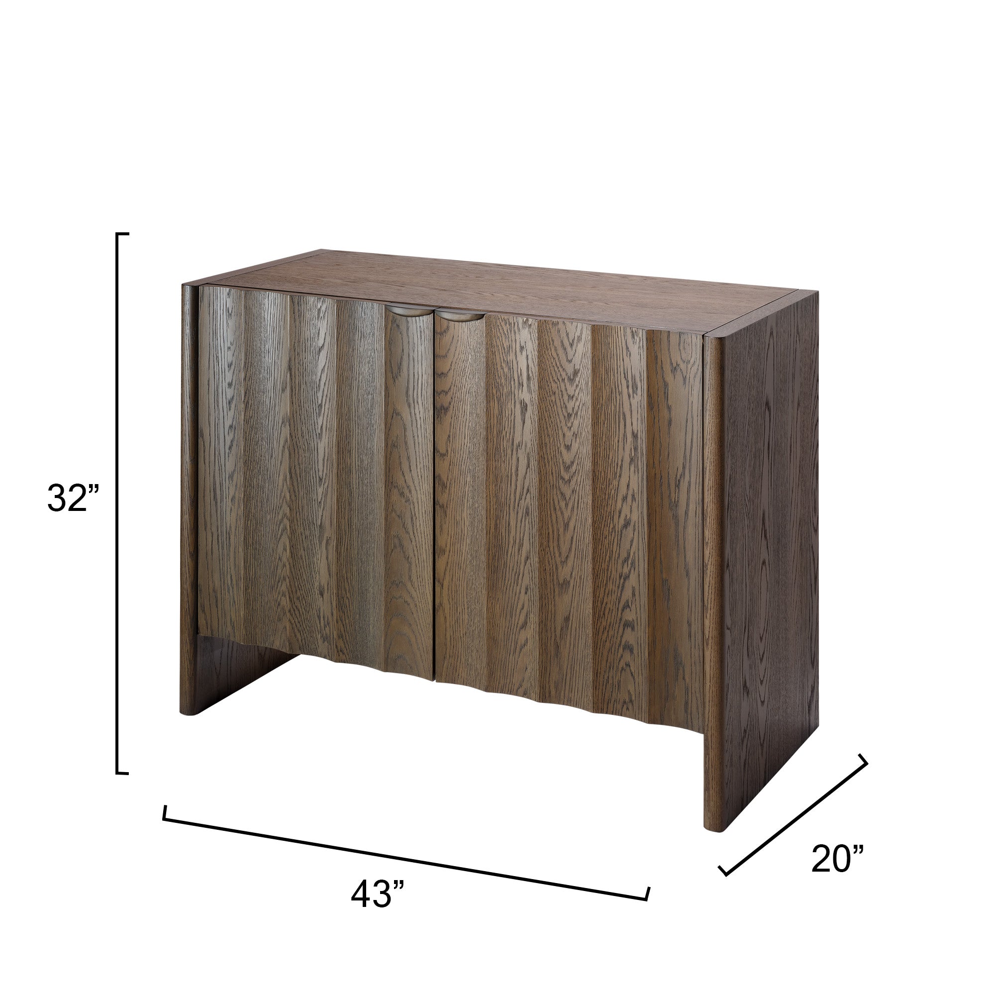 Jamie Young Finley Brown Sugar Oak Fluted Two Door Cabinet