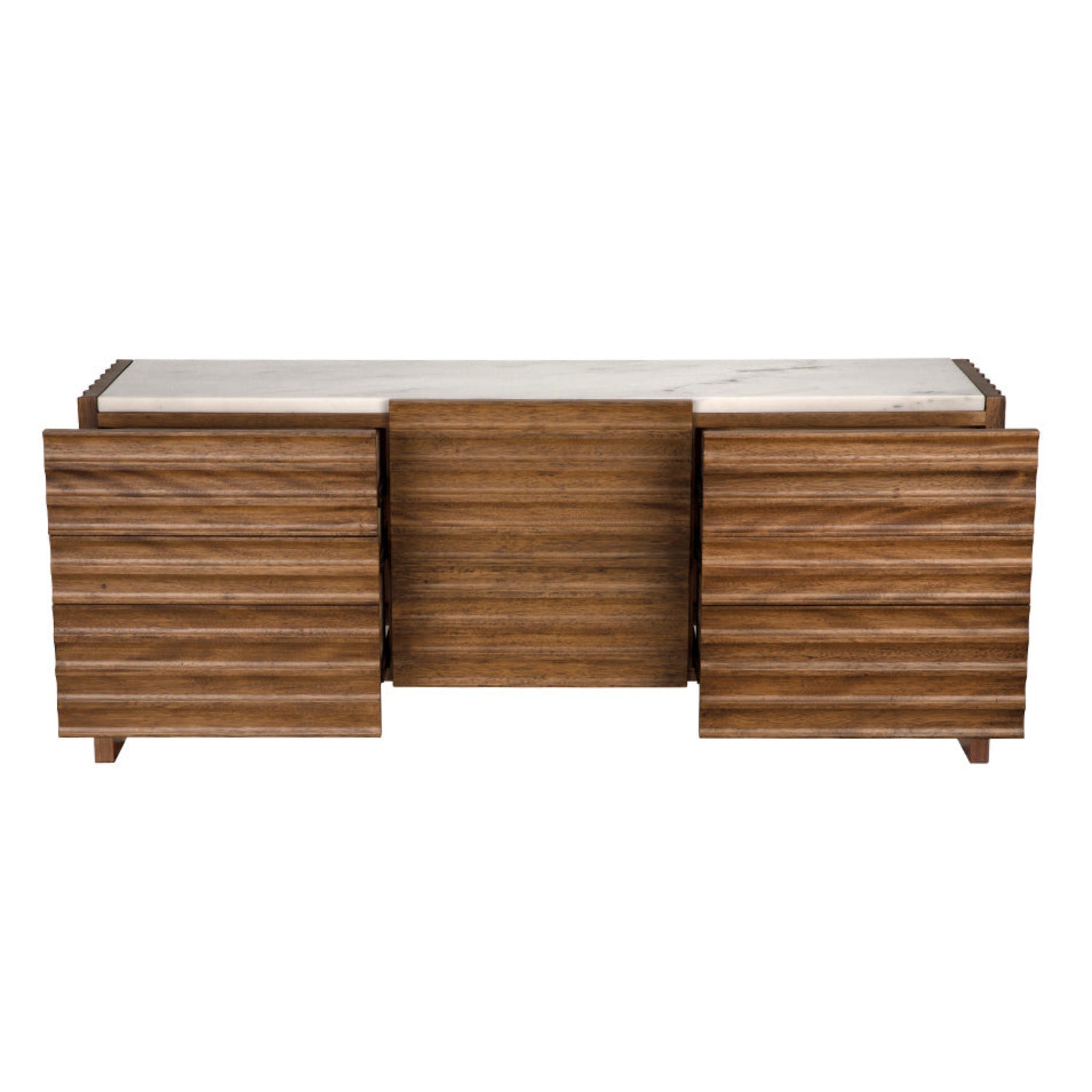 Noir Gauss Dark Walnut Sideboard with Marble Top at 72 in. W x 19 in. D x 30 in. H