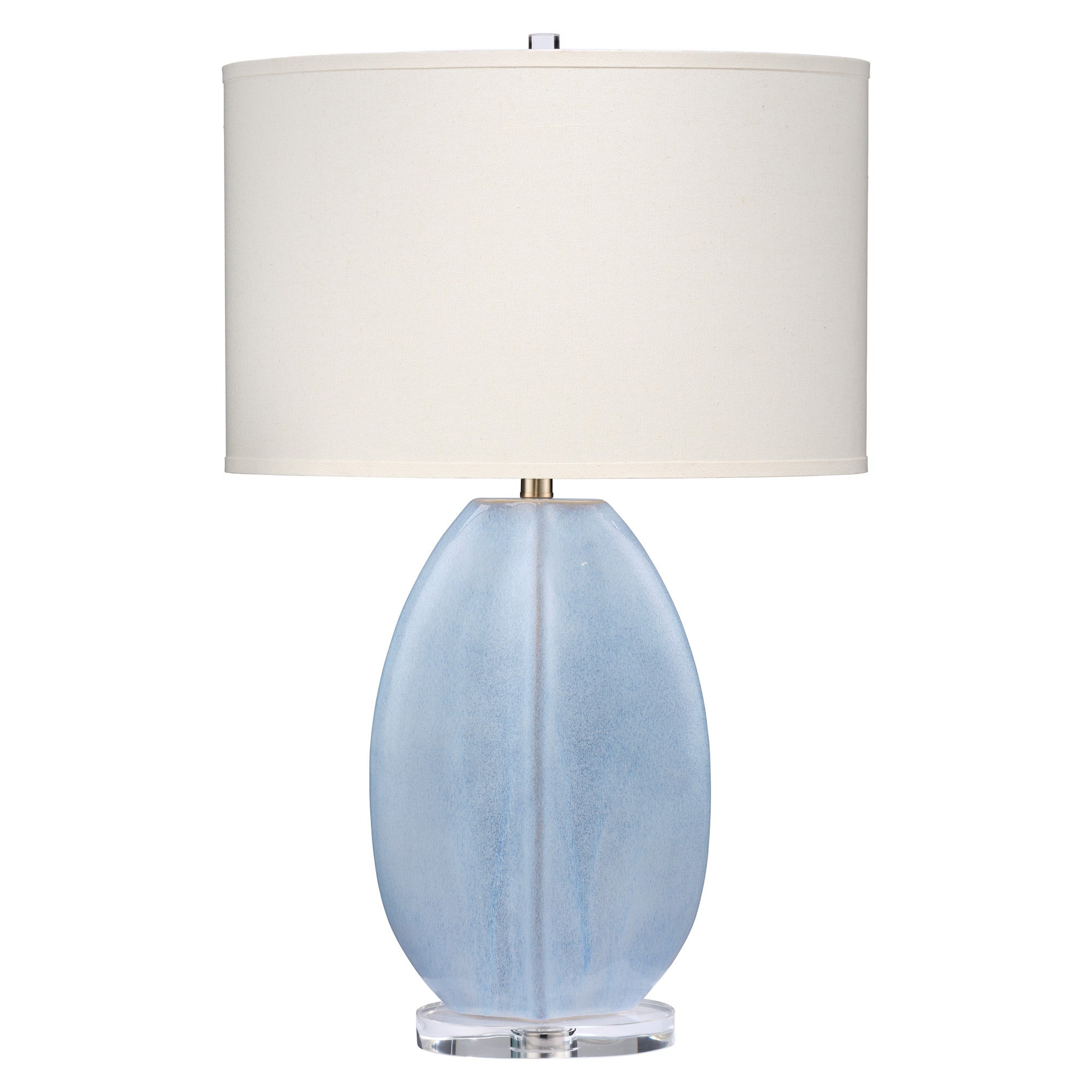 Jamie Young Coin Ceramic Cornflower Blue Table Lamp with Linen Shade