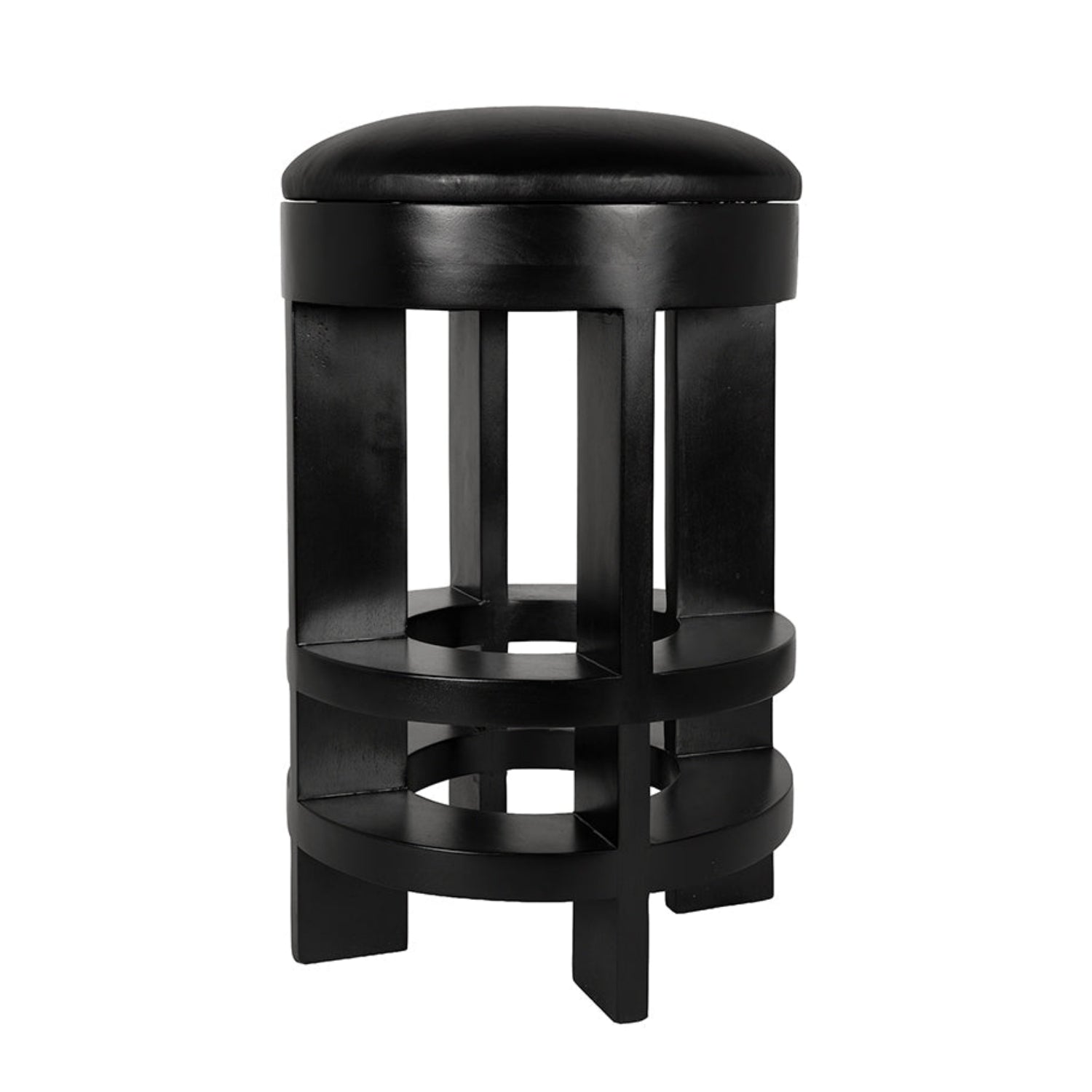 Berlin Leather Swivel Counter Stool finished in Hand Rubbed Black