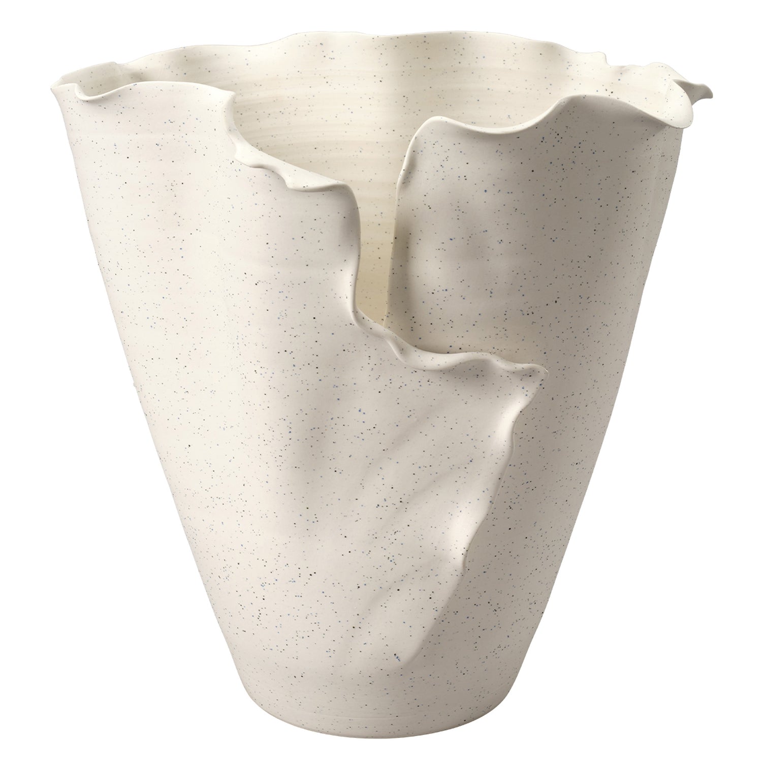 Jamie Young Flounce White Porcelain Vase in White Porcelain, full front view