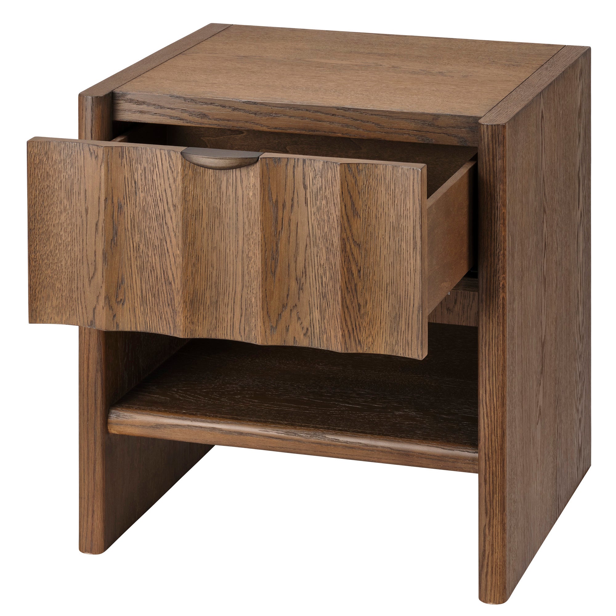 Jamie Young Finley Brown Sugar Oak Small Fluted Nightstand