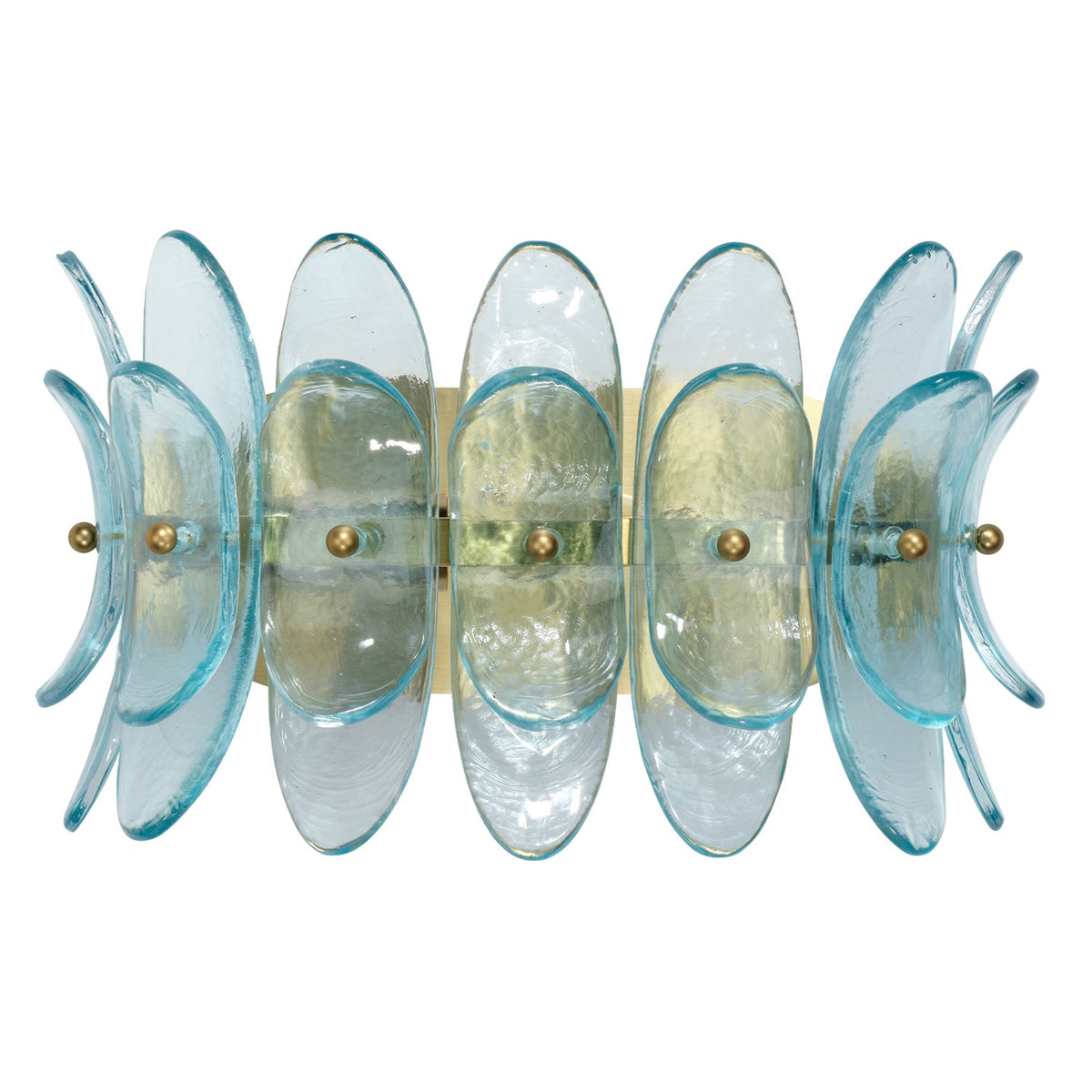 Jamie Young Coronet Blue 1-Light Wall Sconce in Blue Glass, full front view