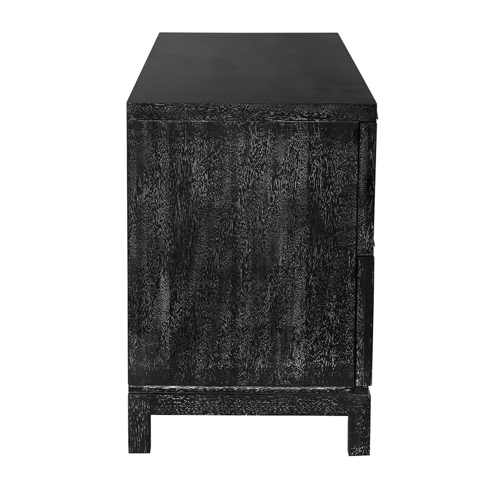Noir Musashi Black Walnut 6 Drawer, substantial six-drawer dresser