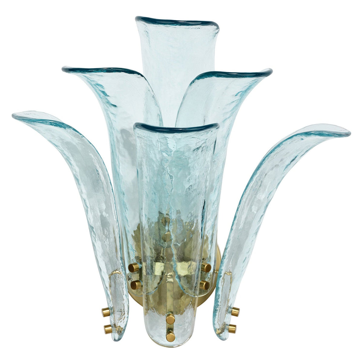 Jamie Young Cala Blue 1-Light Wall Sconce in Blue Glass, full front view