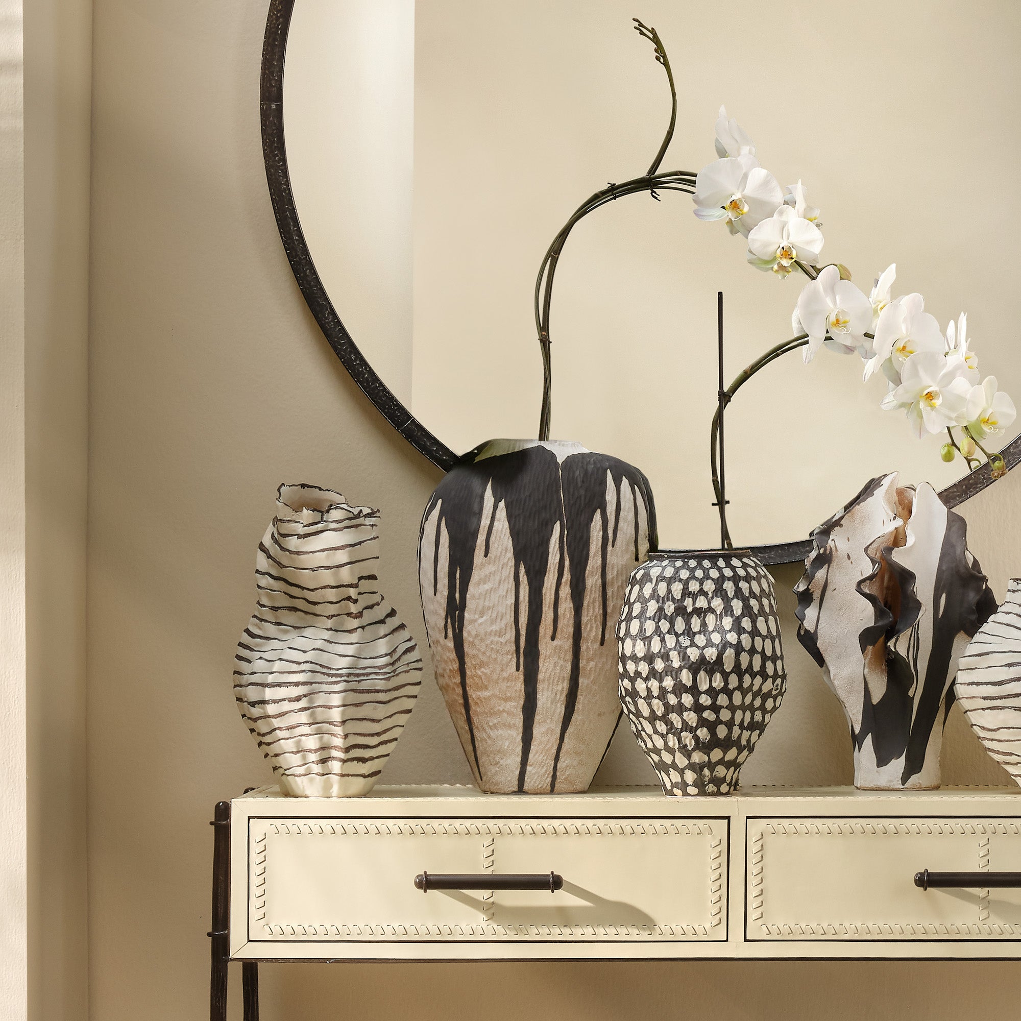 Jamie Young Zelda Black and White Ceramic Vase