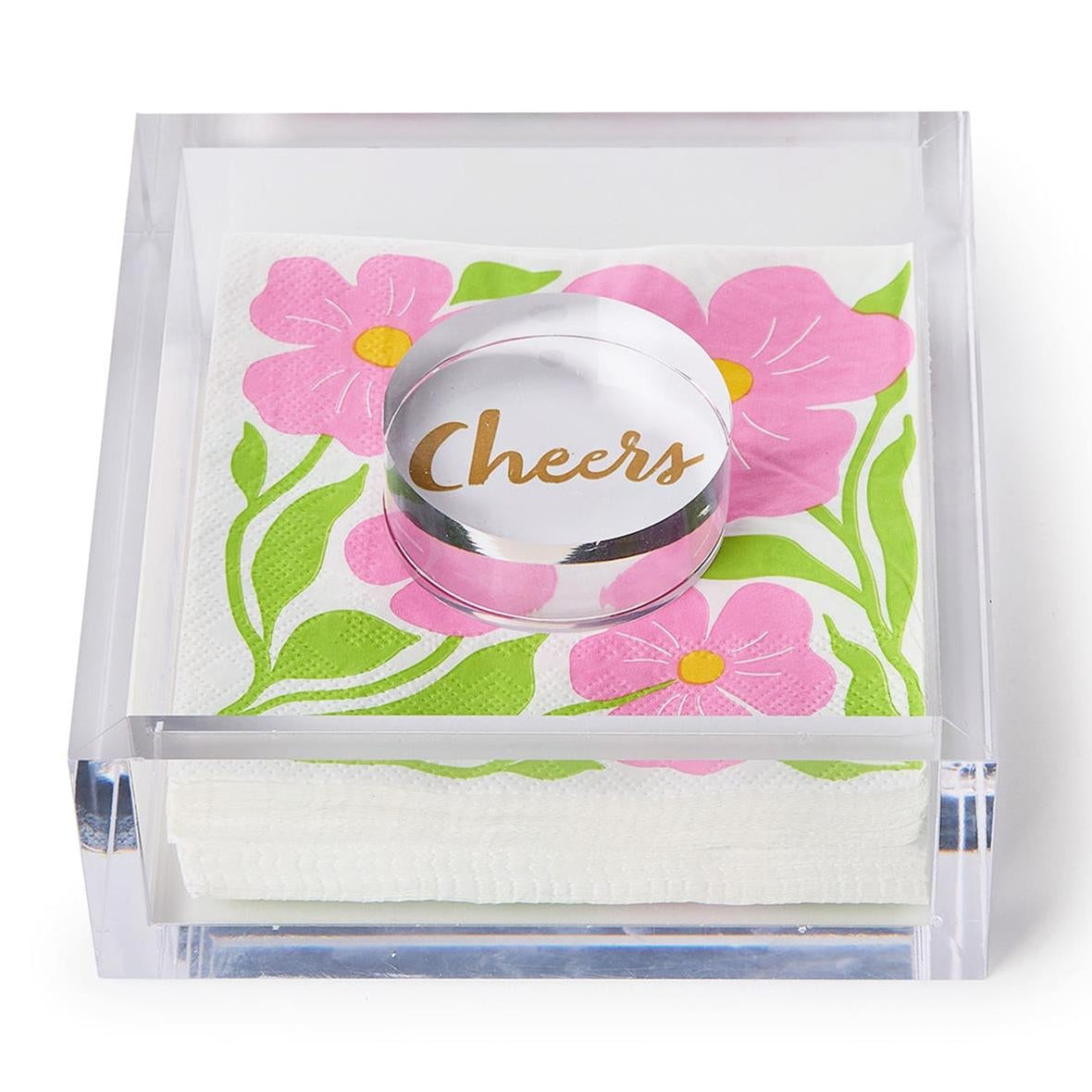 Acrylic Cocktail Napkin Holder with Acrylic Paper Weight
