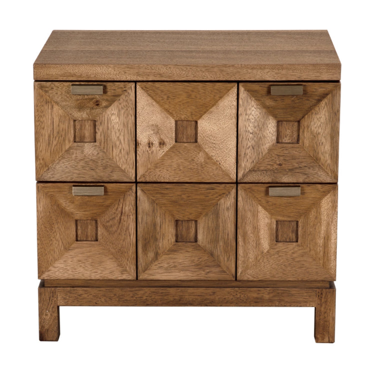 Noir Musashi Dark Walnut Small 2 Drawer in Dark Walnut with Brass Hardware finish