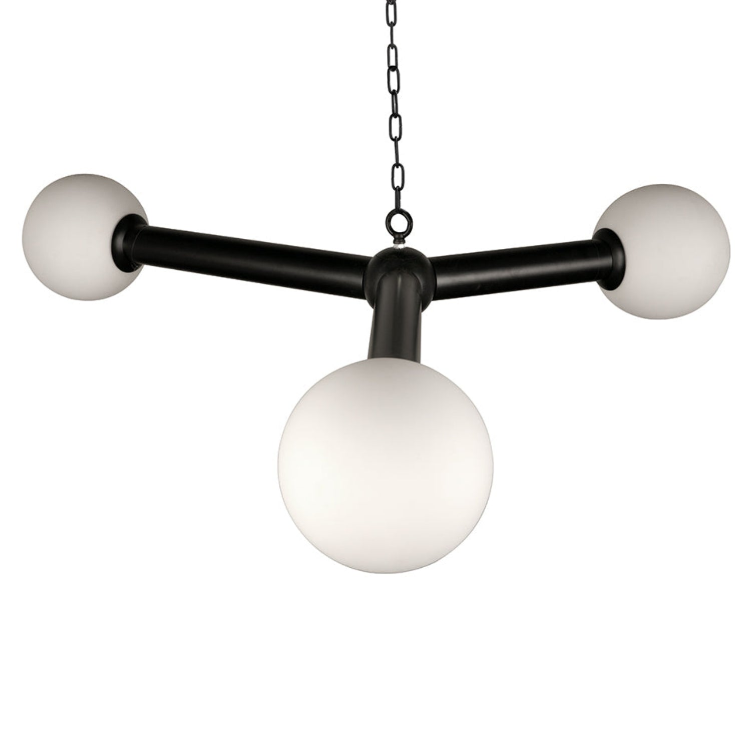 Clemenza Chandelier in matte black iron and frosted glass