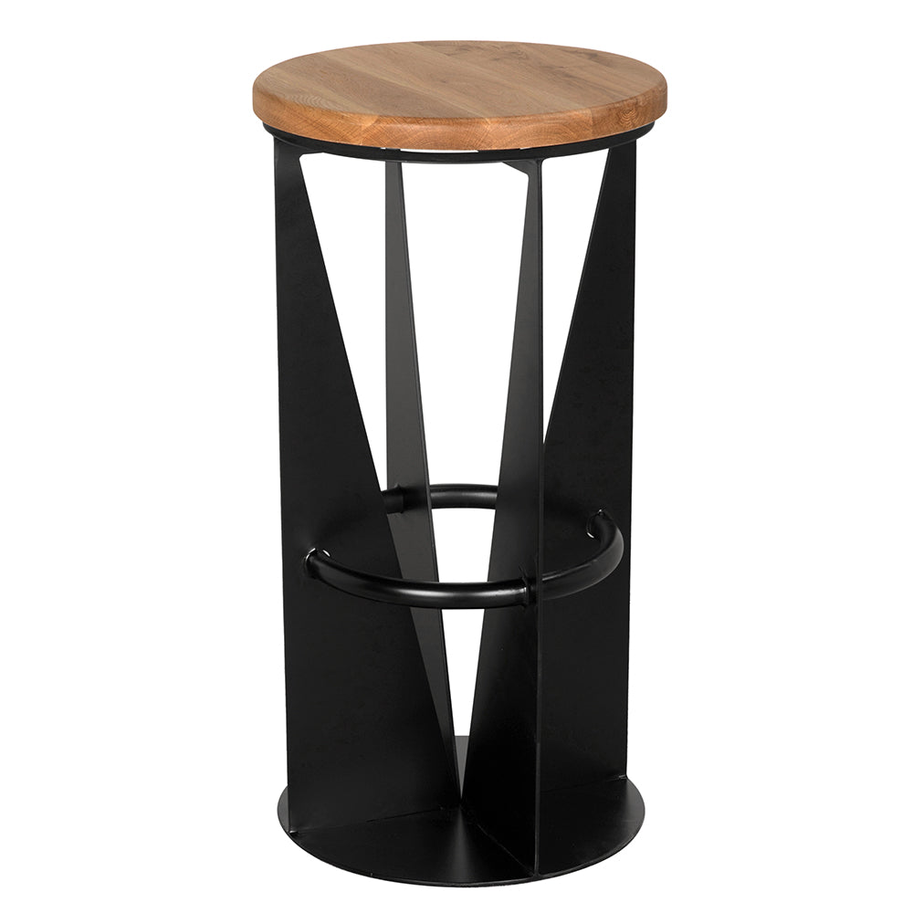Noir Nagoya Bar Stool, round white oak seat