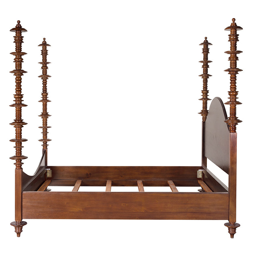 Noir Ferret Hand Rubbed Brown Bed, four-poster silhouette