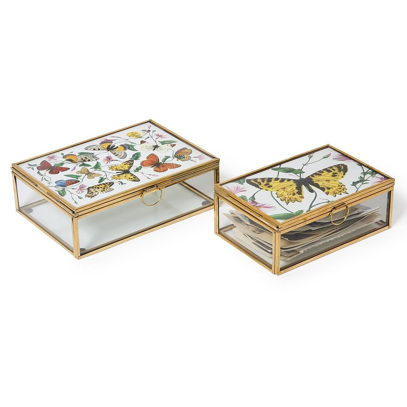 Glass and Brass Photo Box Set of 2