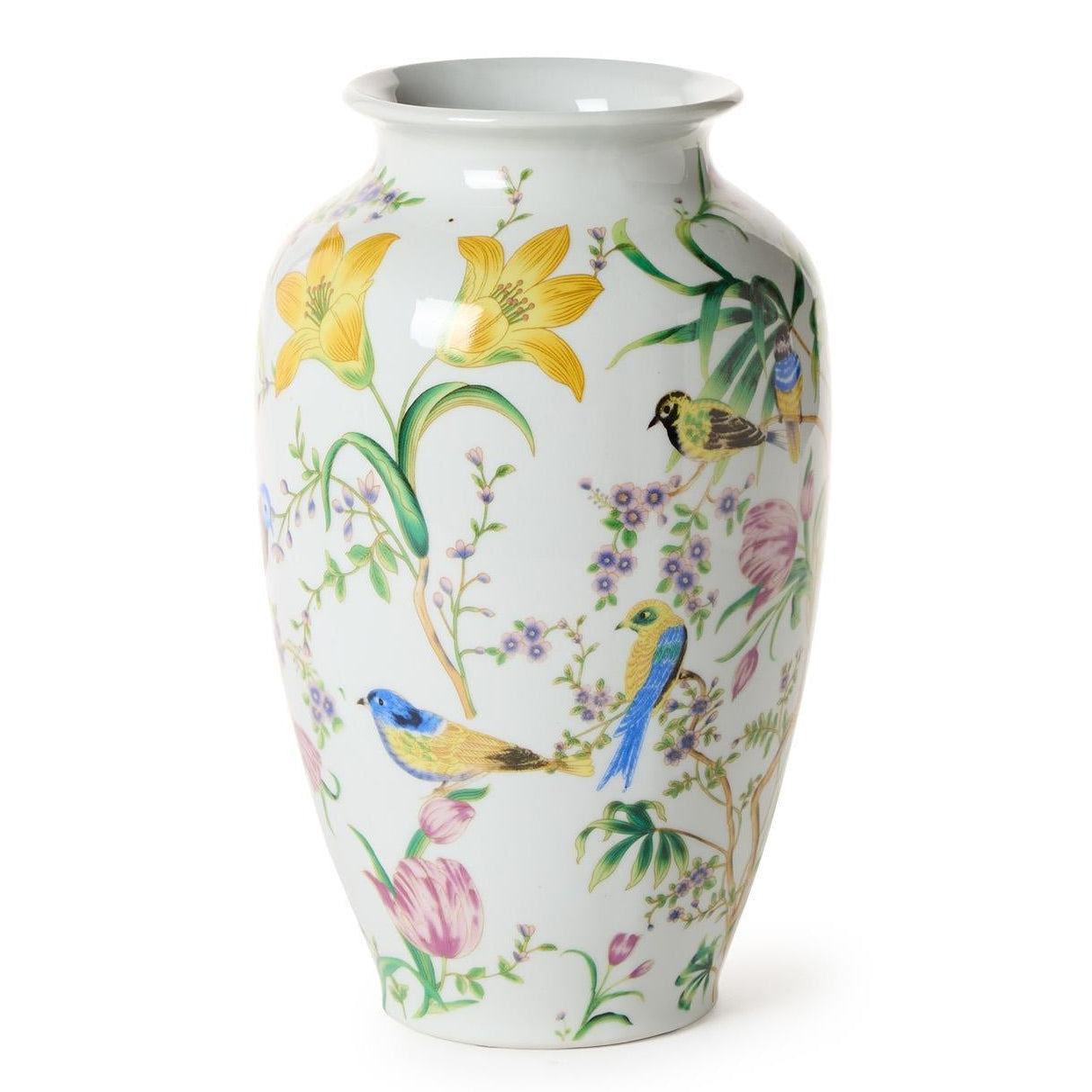 10" Bird & Blossom Chinoiserie Vase