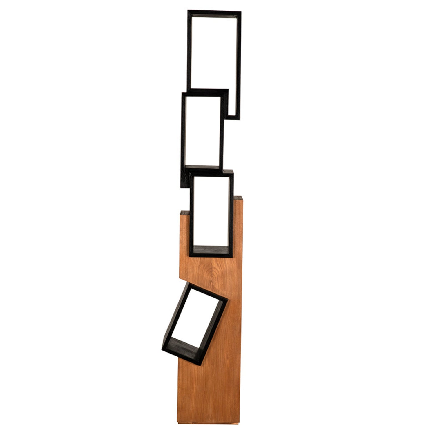 Jackson Shelf in charcoal black and clear coat flat teak and mindi