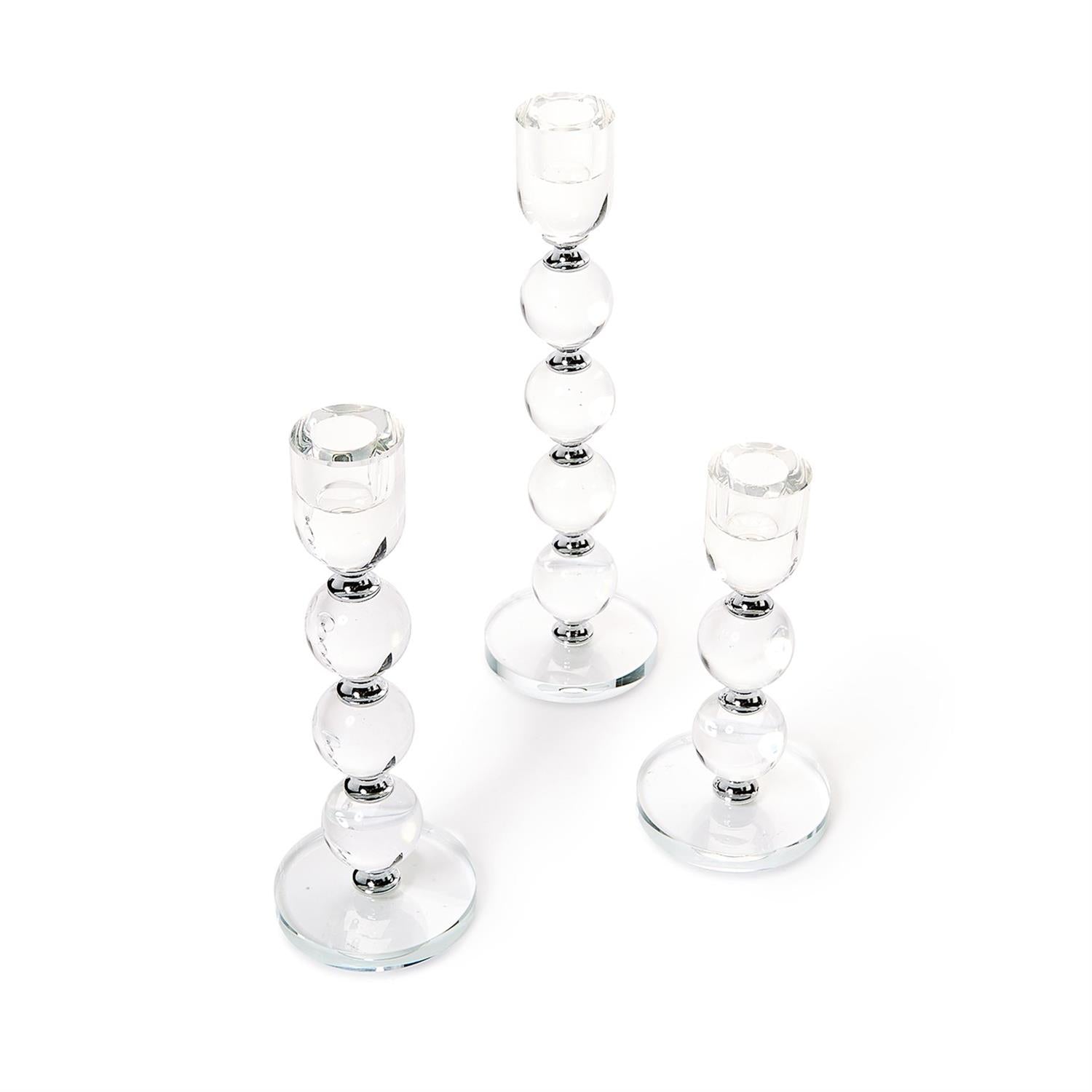 Bobbin Crystal Taper Candleholder Set of 3