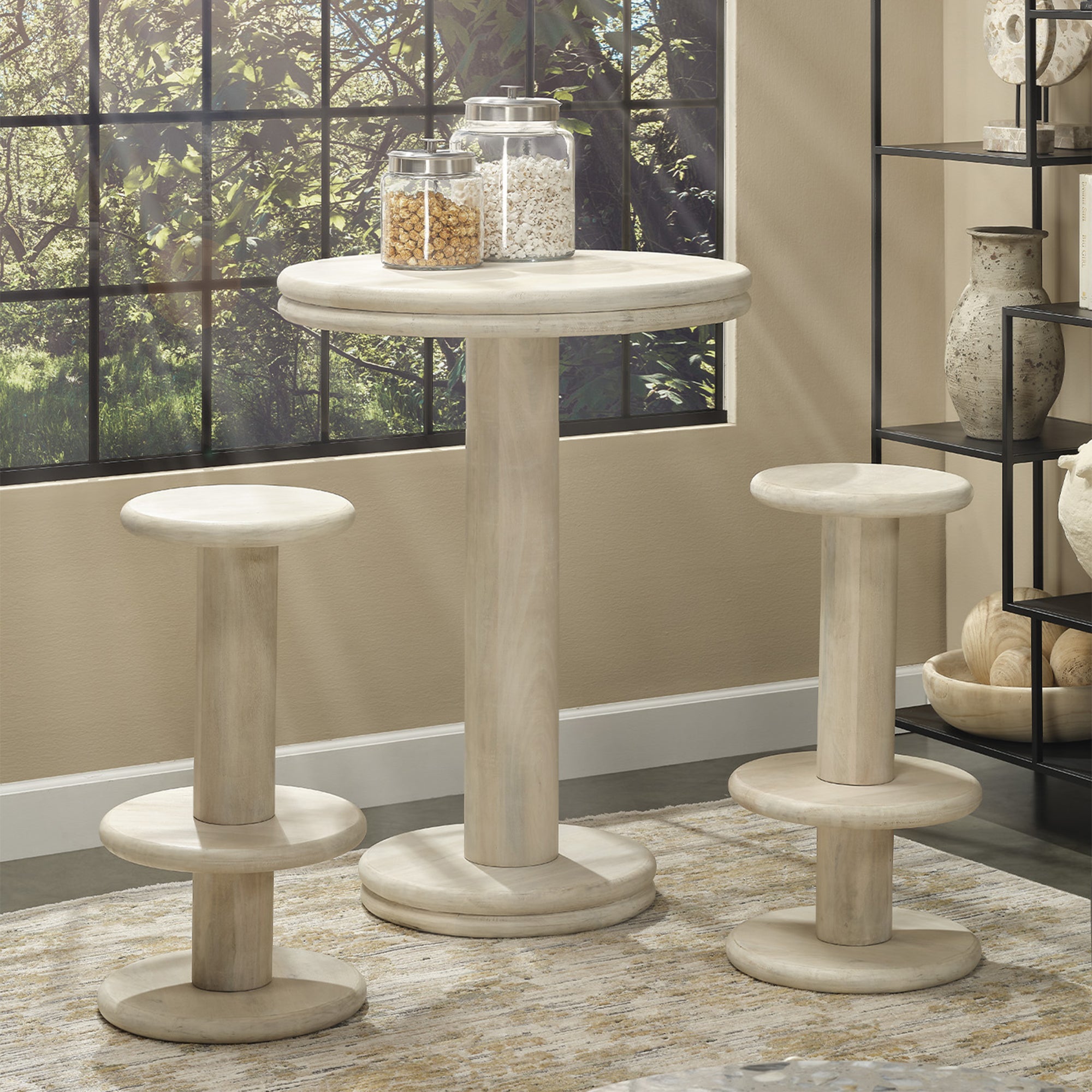 Jamie Young Bourbon Off-White Mango Wood Bar Table