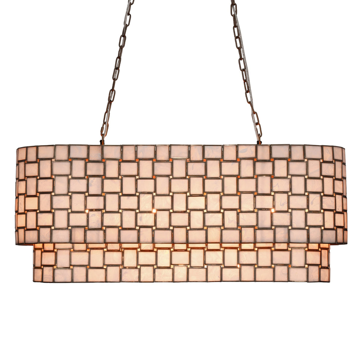 Jamie Young Premiere Faux Alabaster 7-Light Chandelier in Cream Resin, side profile view