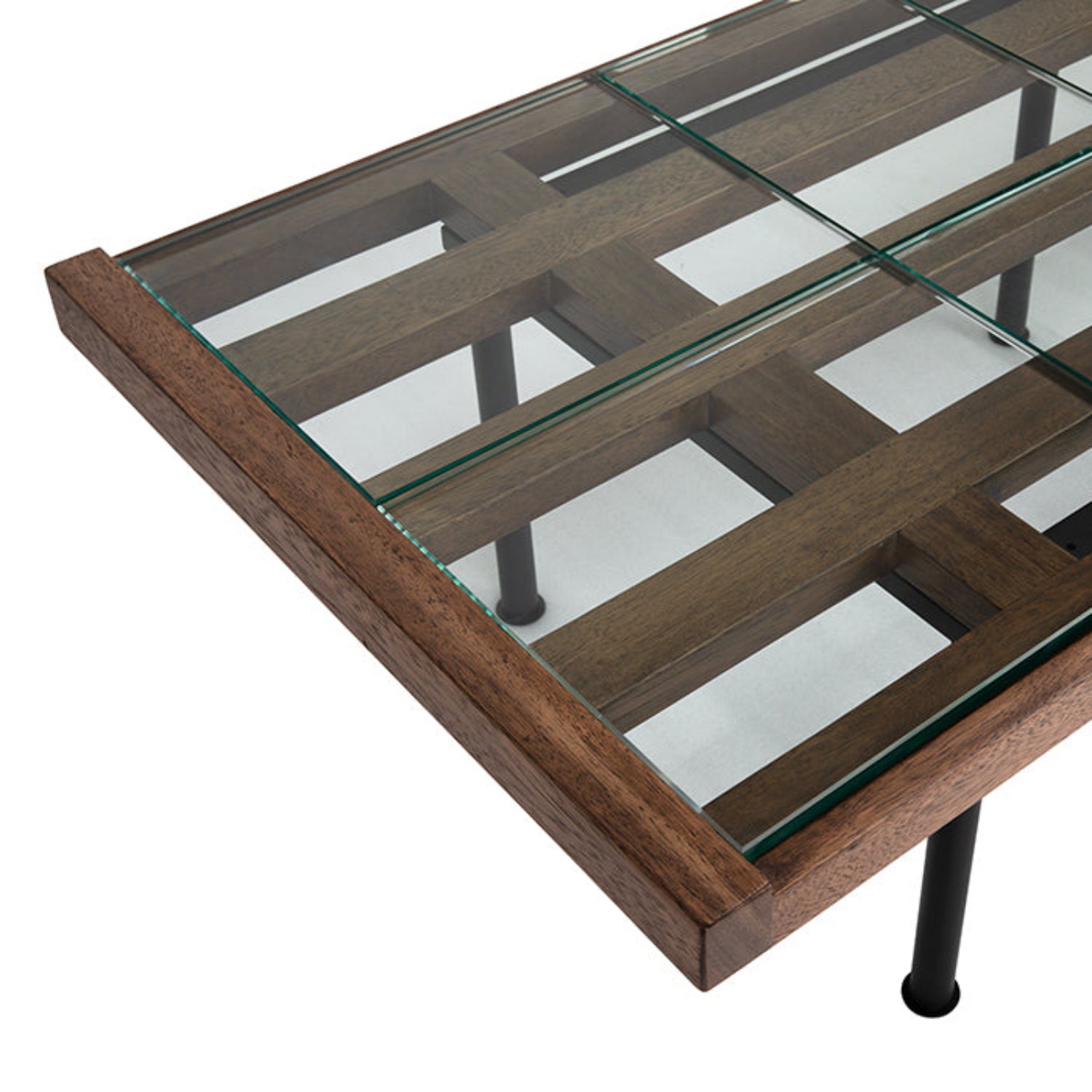 Noir Paxton Coffee Table, a dark walnut with black coffee table